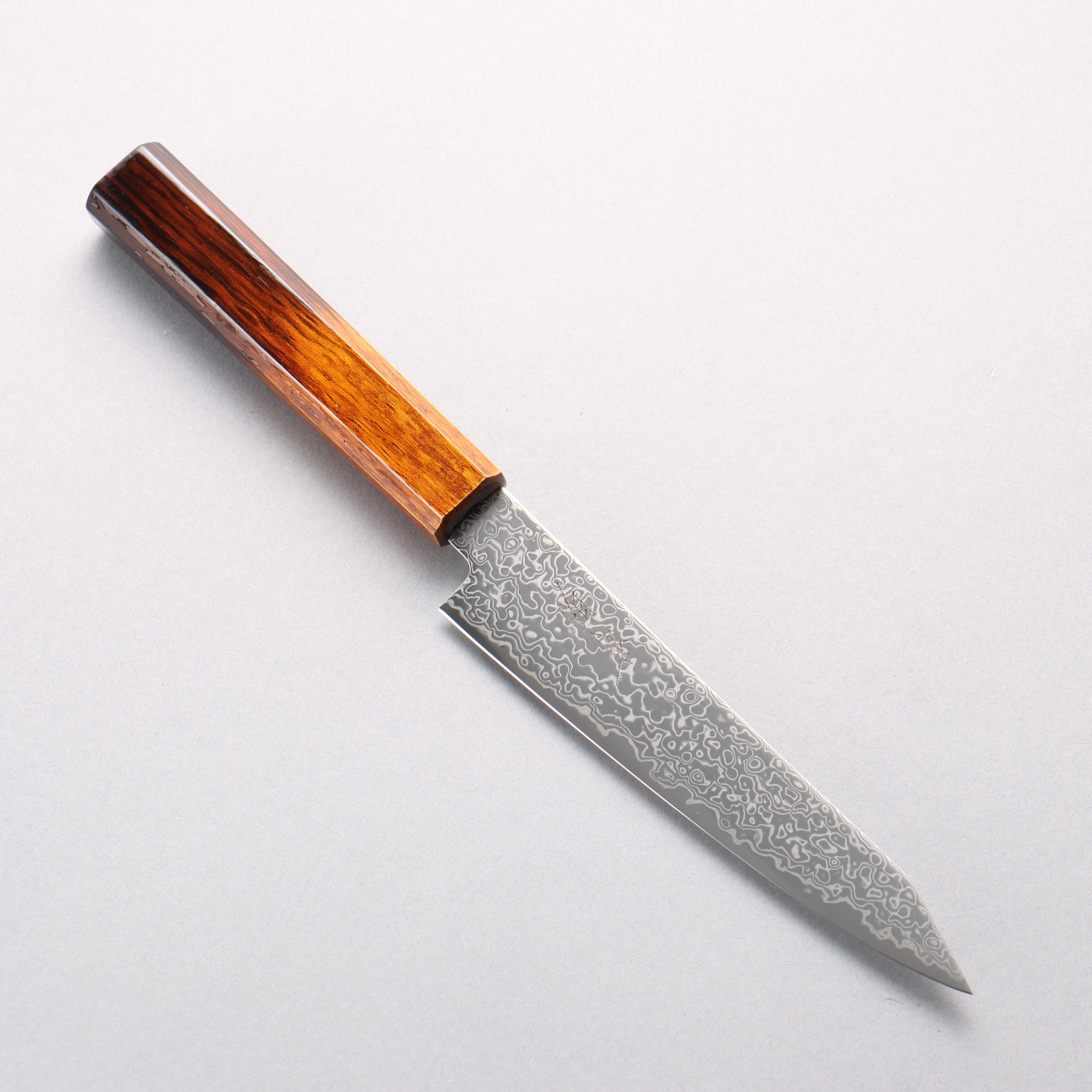 Seisuke SG2 Damascus Migaki Petty-Utility 150mm Lacquered Burnt Oak Handle - Seisuke Knife