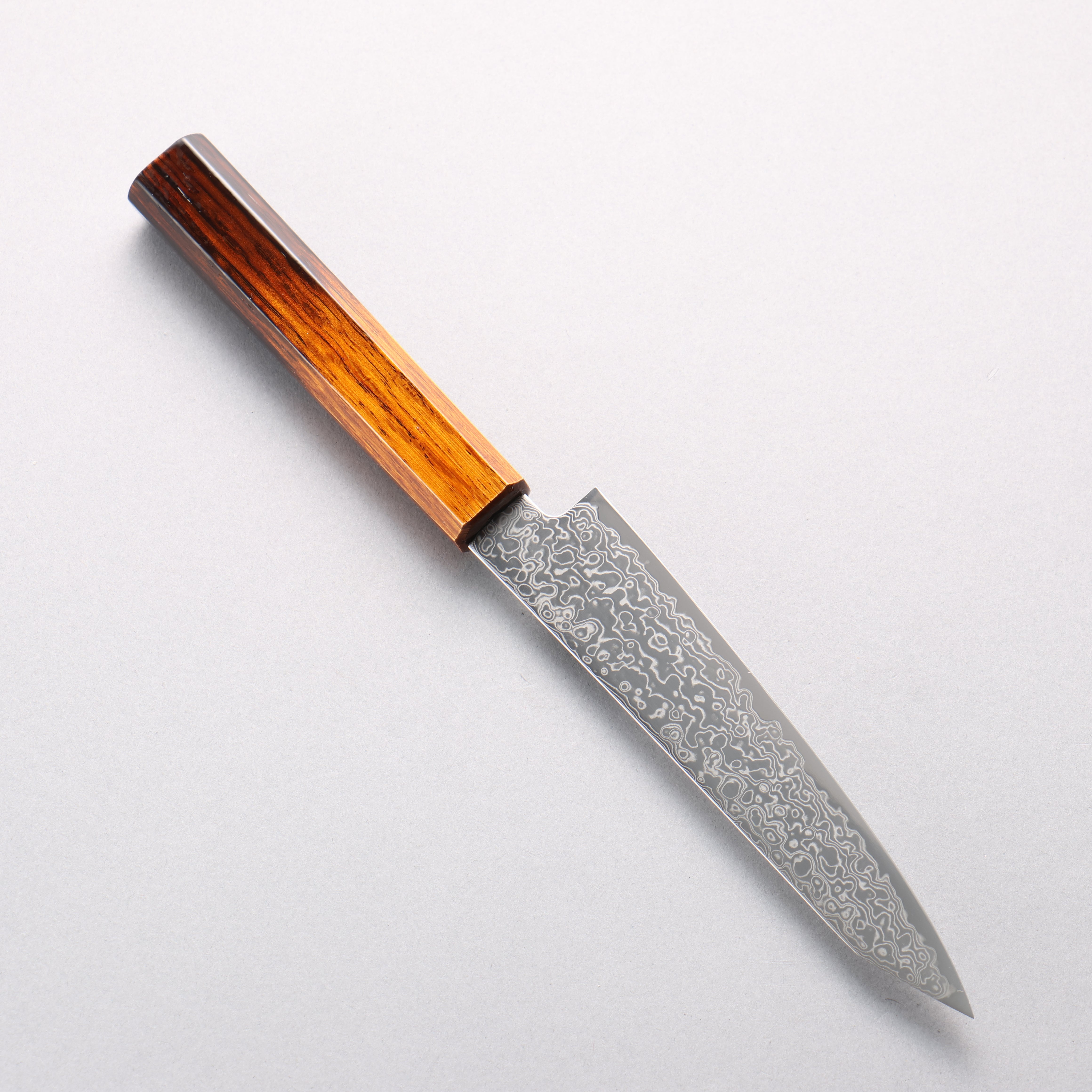 Seisuke SG2 Damascus Migaki Petty-Utility 150mm Lacquered Burnt Oak Handle - Seisuke Knife