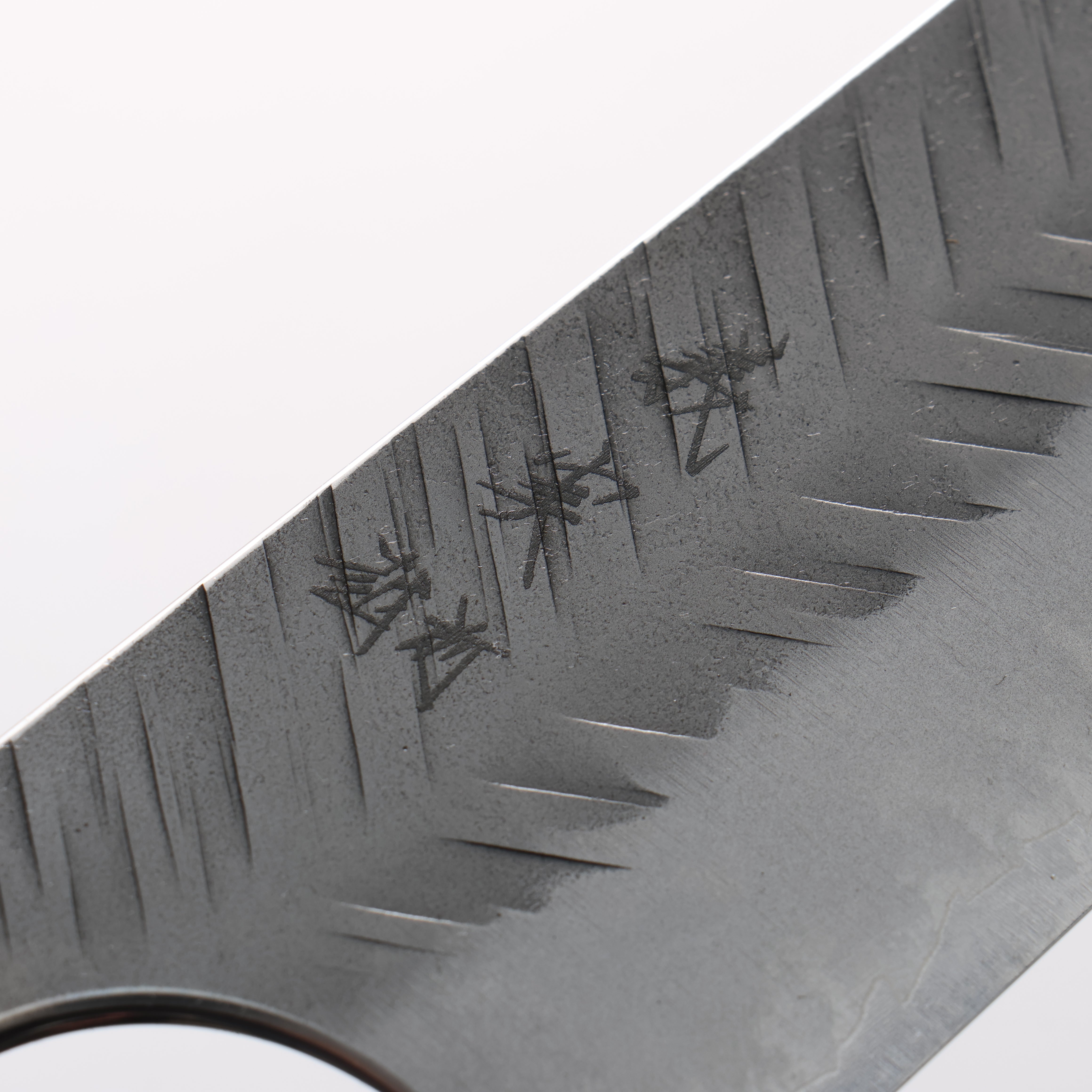 Yoshimi Kato Blue Super Nashiji V-Hammered Gyuto 210mm Rosewood & White Turquoise Ring Handle - Seisuke Knife