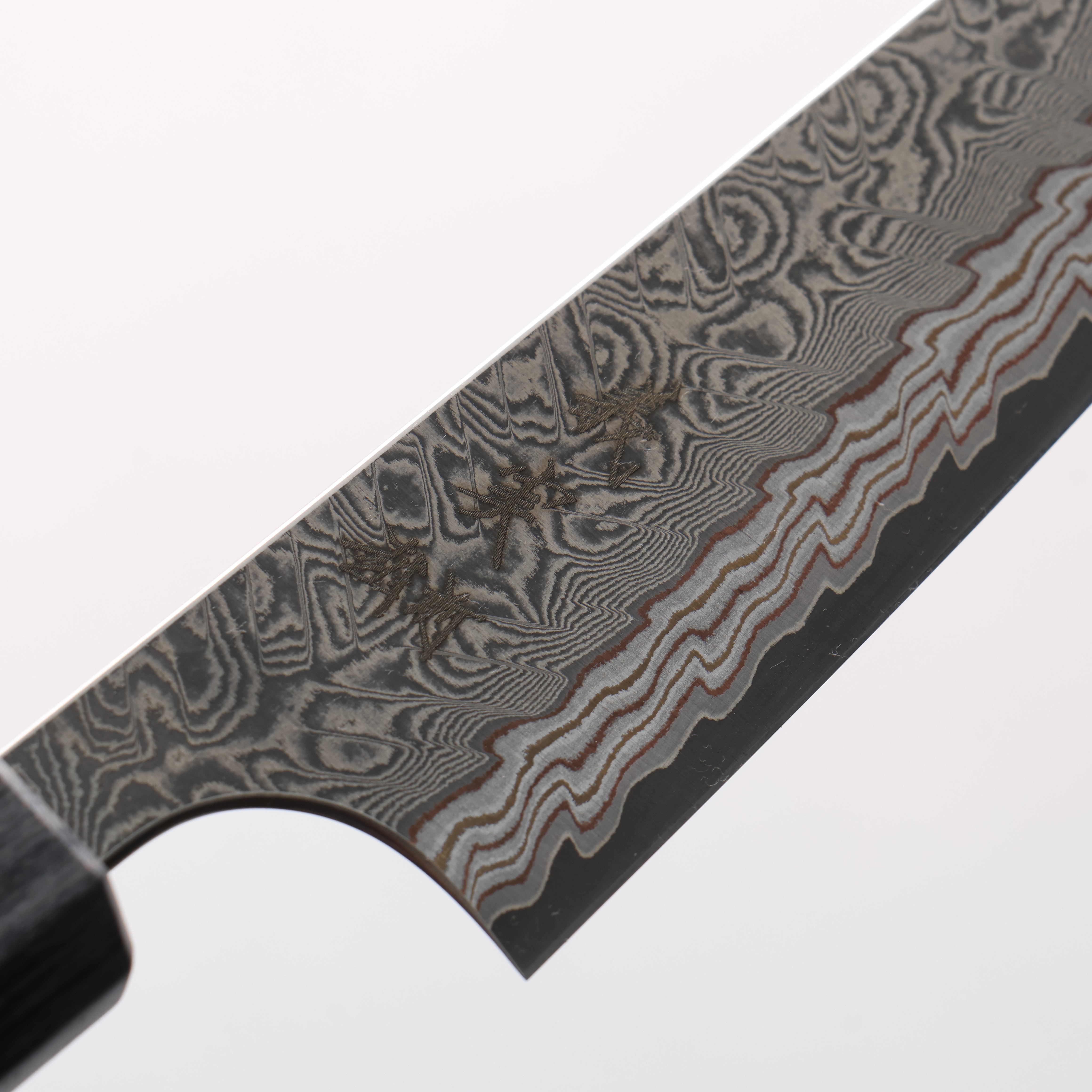 Yoshimi Kato VG10w Colored Damascus Kiritsuke Petty-Utility 120mm Black Stabilized Wood & White Turquoise Ring Handle - Seisuke Knife