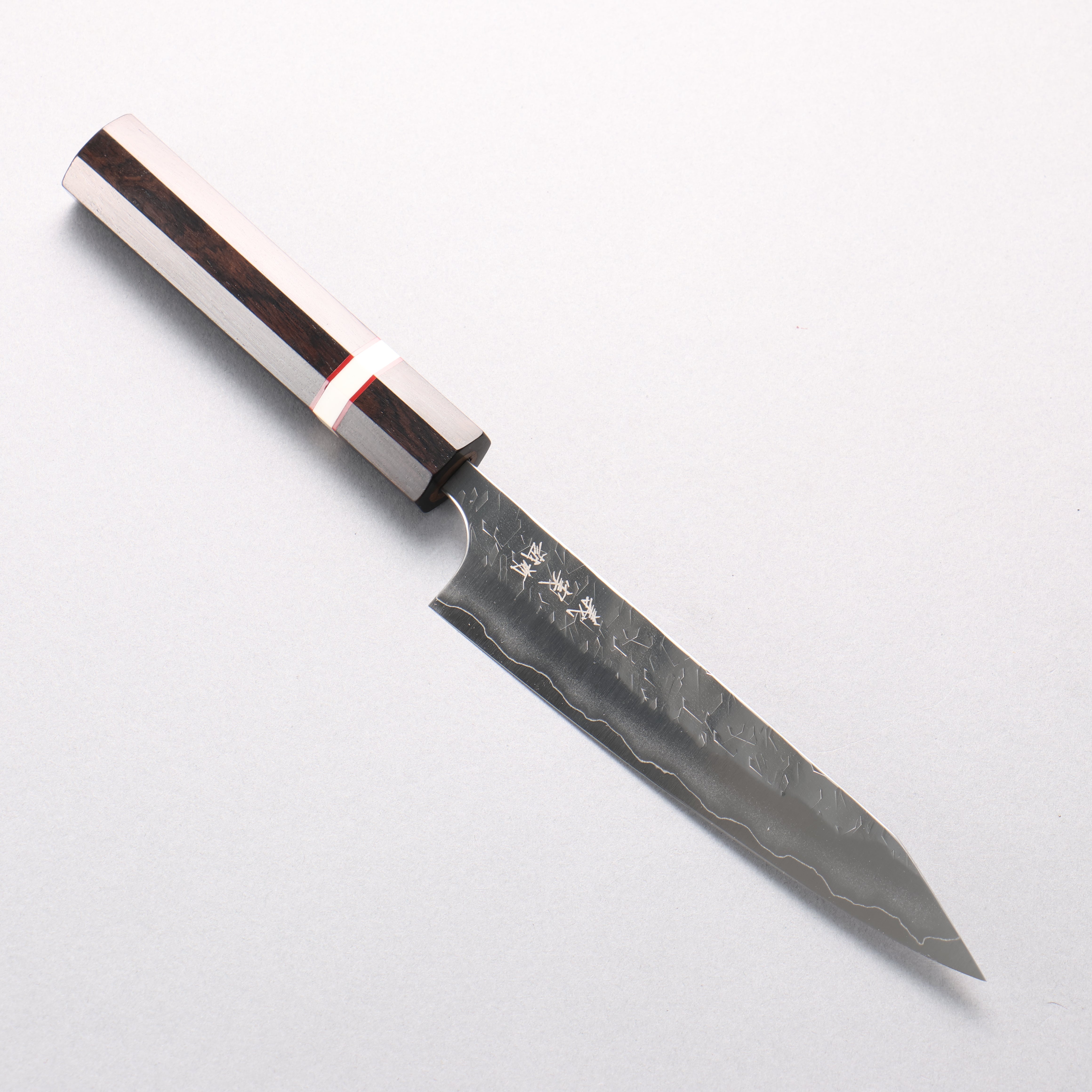 Yoshimi Kato Hyo SG2 Hammered Kiritsuke Petty-Utility 150mm Ebony Wood & White Ring Handle - Seisuke Knife