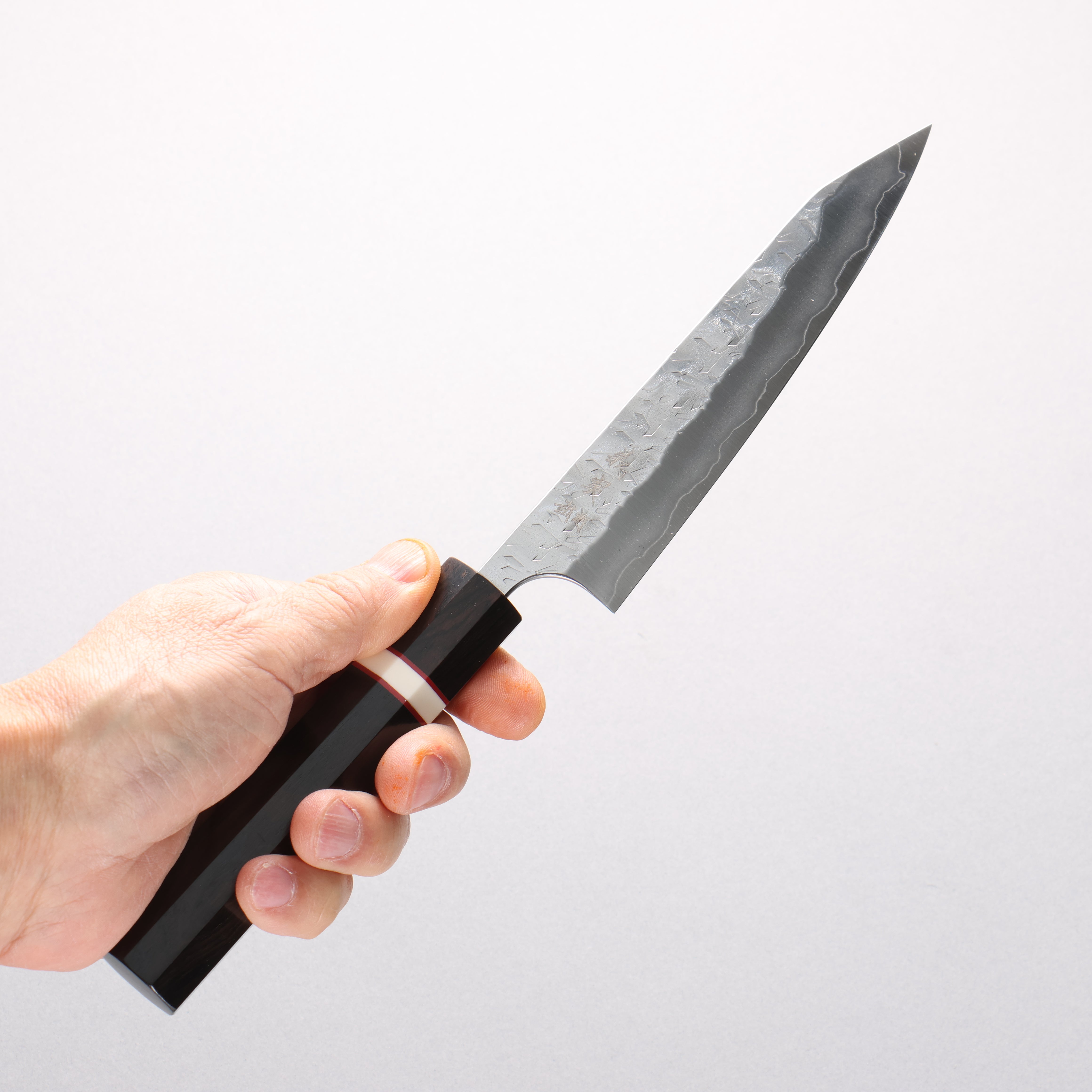 Yoshimi Kato Hyo SG2 Hammered Kiritsuke Petty-Utility 150mm Ebony Wood & White Ring Handle - Seisuke Knife