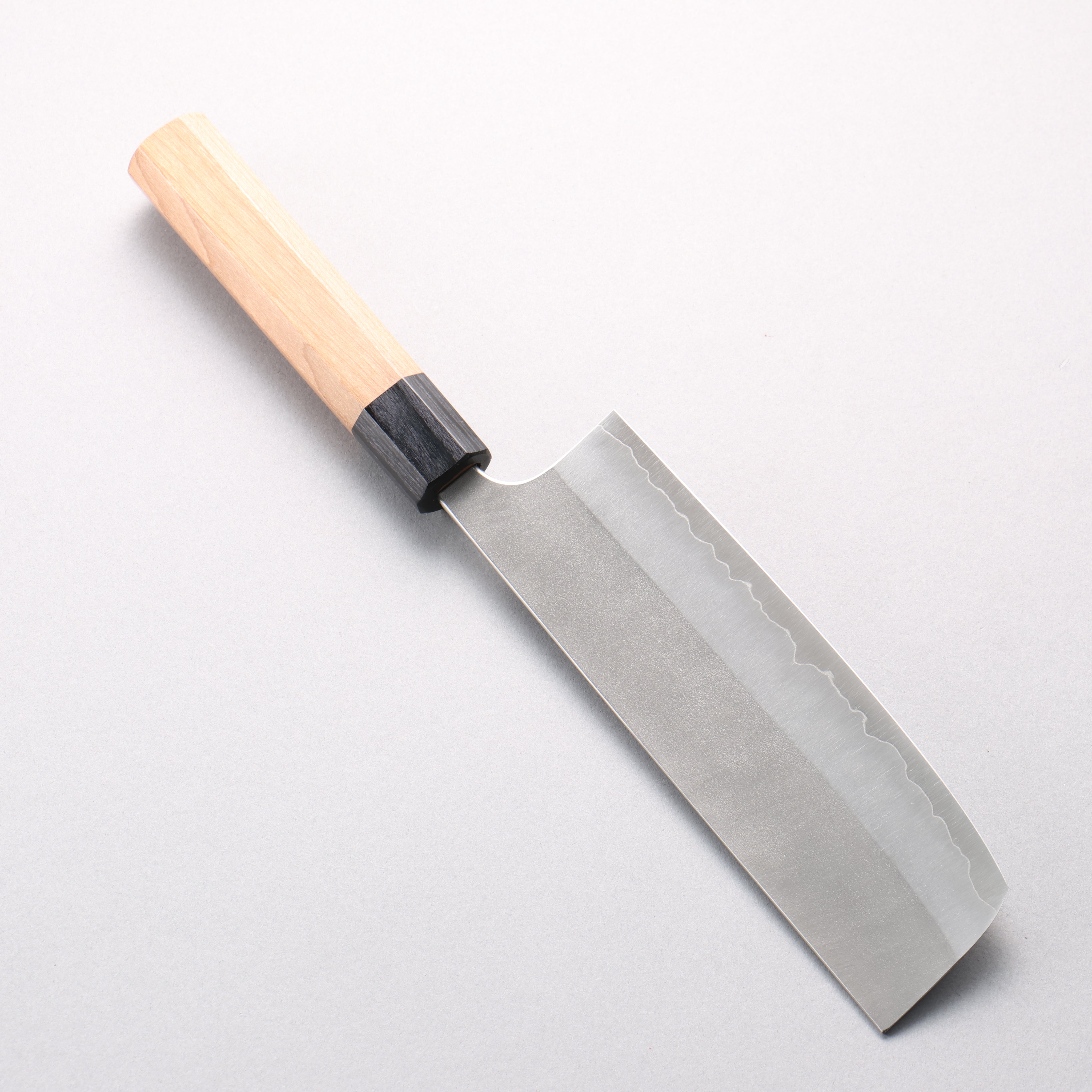 Yoshimi Kato Silver Steel No.3 Nashiji Nakiri 165mm Cherry Wood & Black Pakkawood Handle - Seisuke Knife