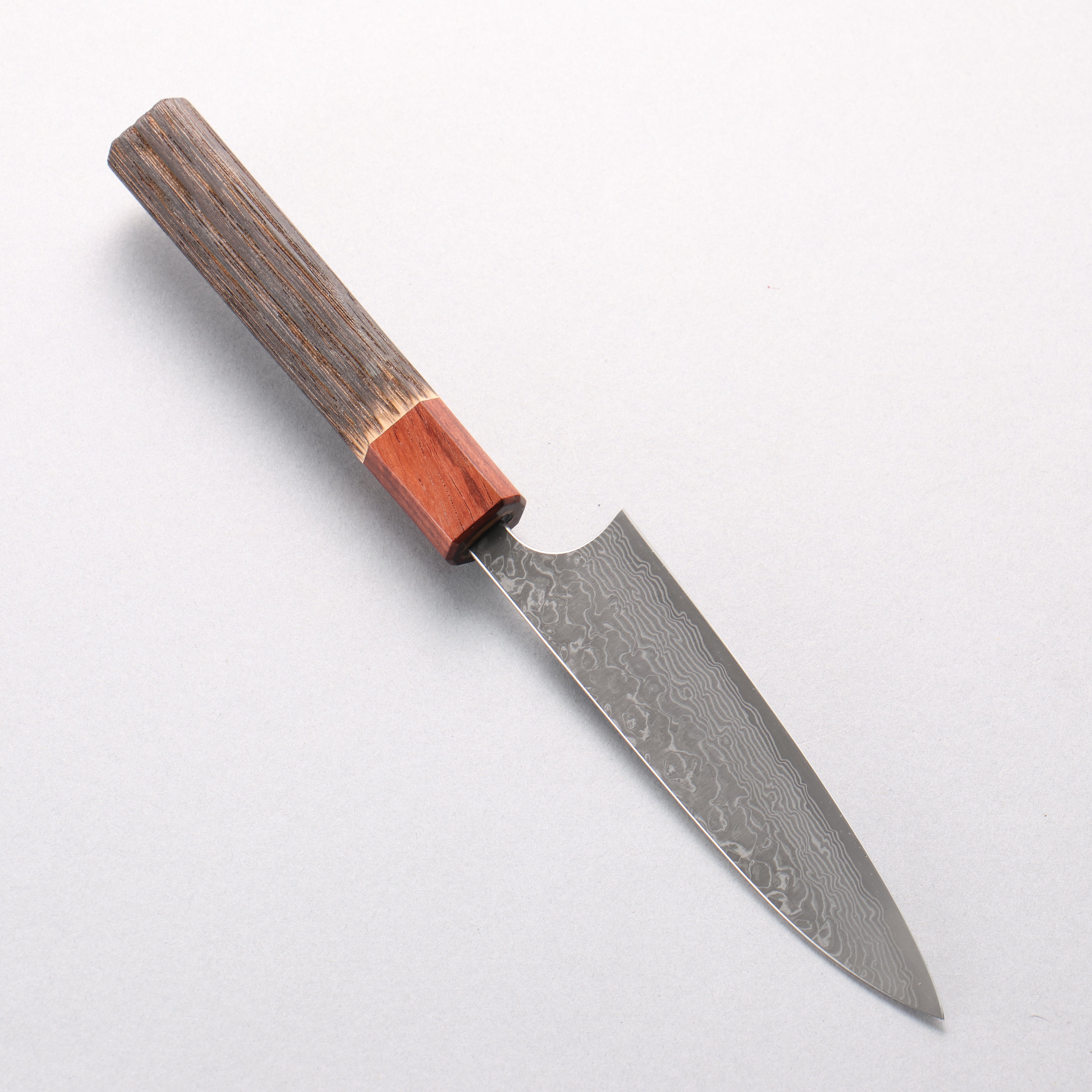 Yoshimi Kato VG10 Black Damascus Petty-Utility 120mm Burnt Chestnut & Shitan Handle - Seisuke Knife