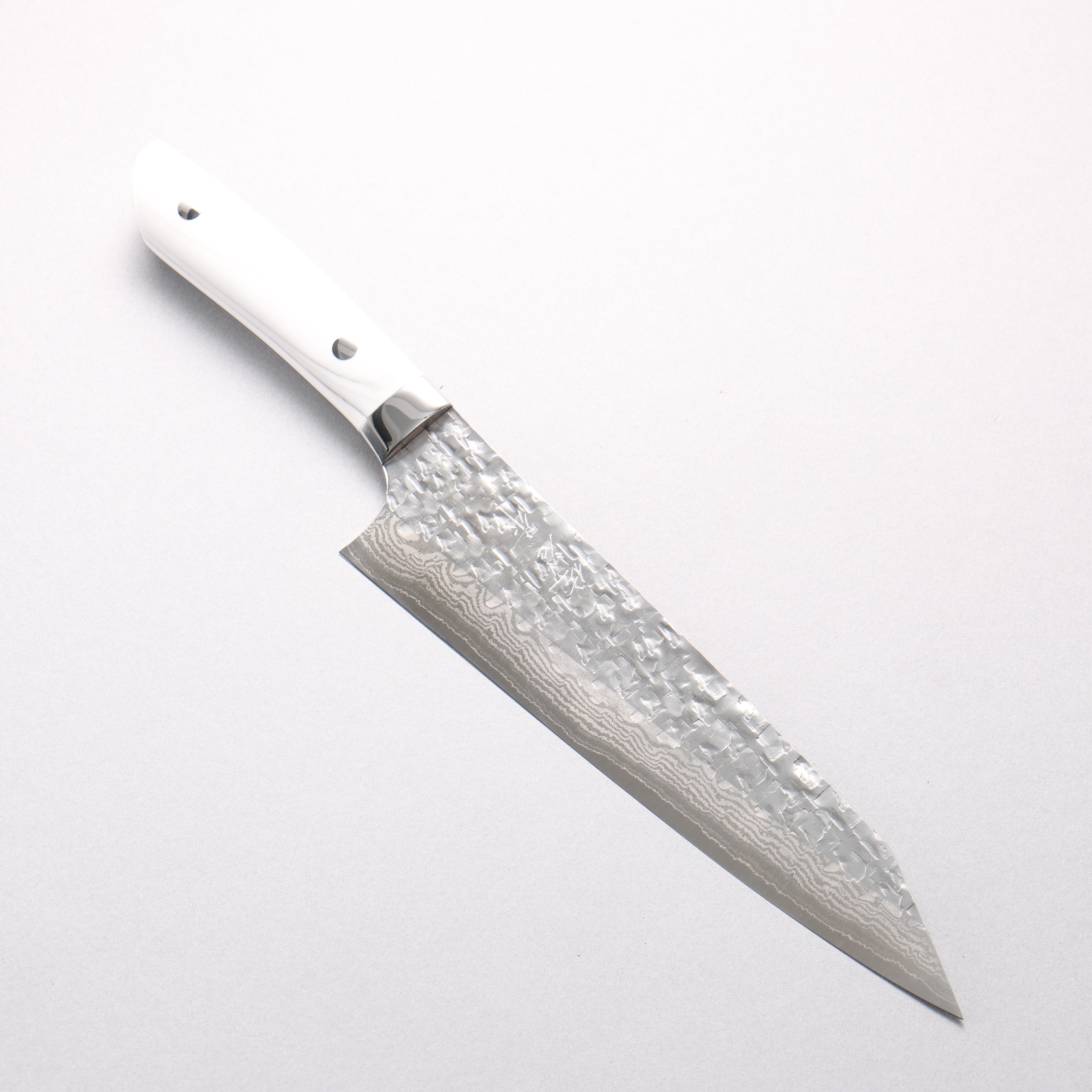 Takeshi Saji SRS13 Hammered Damascus Cross Kiritsuke Gyuto 210mm Cloud Pattern Corian Handle - Seisuke Knife