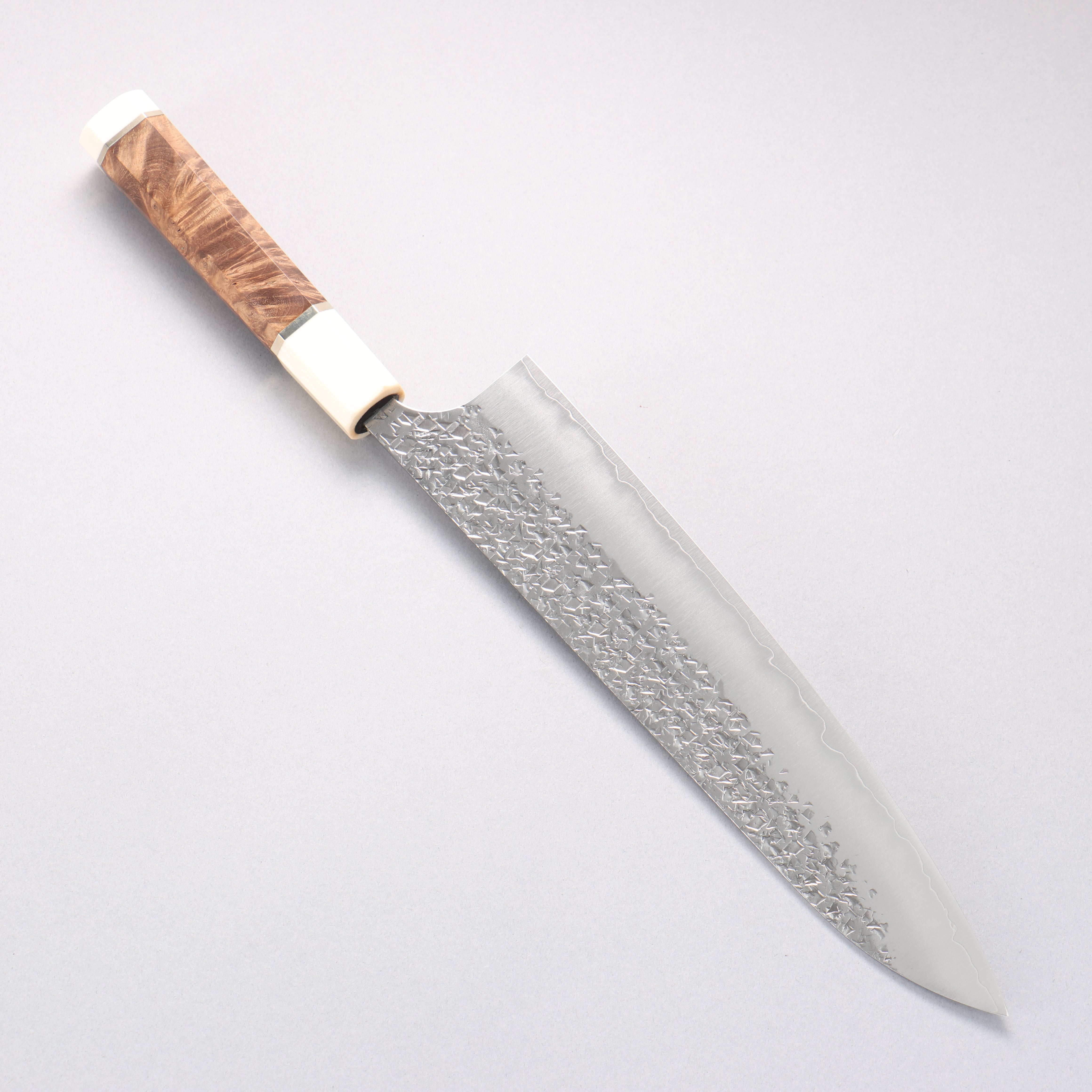 Yu Kurosaki Shizuku SG2 Hammered Gyuto 240mm Stabilized wood (Birch Burl) Handle - Seisuke Knife