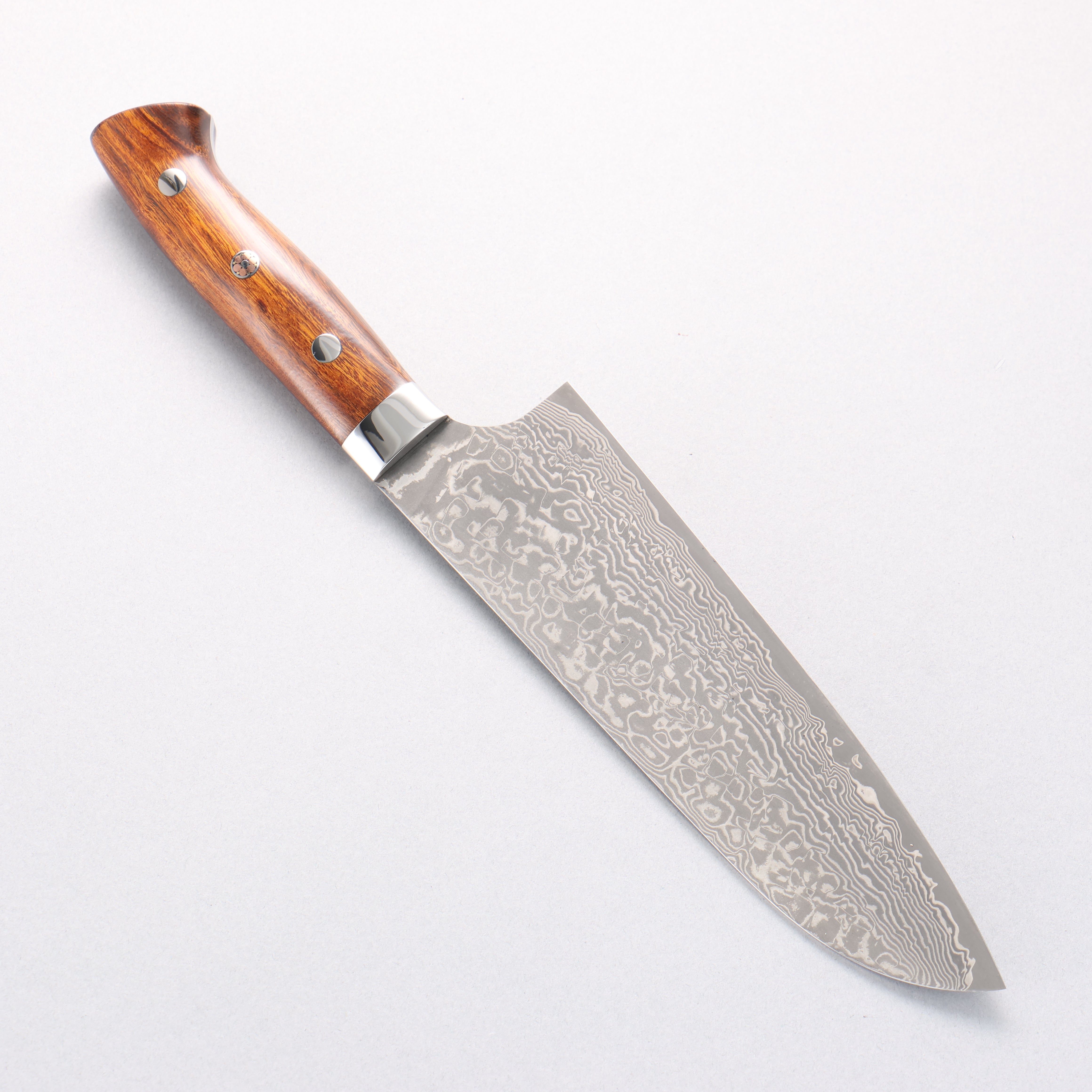 Takeshi Saji SG2 Black Damascus Santoku 180mm Ironwood Handle - Seisuke Knife