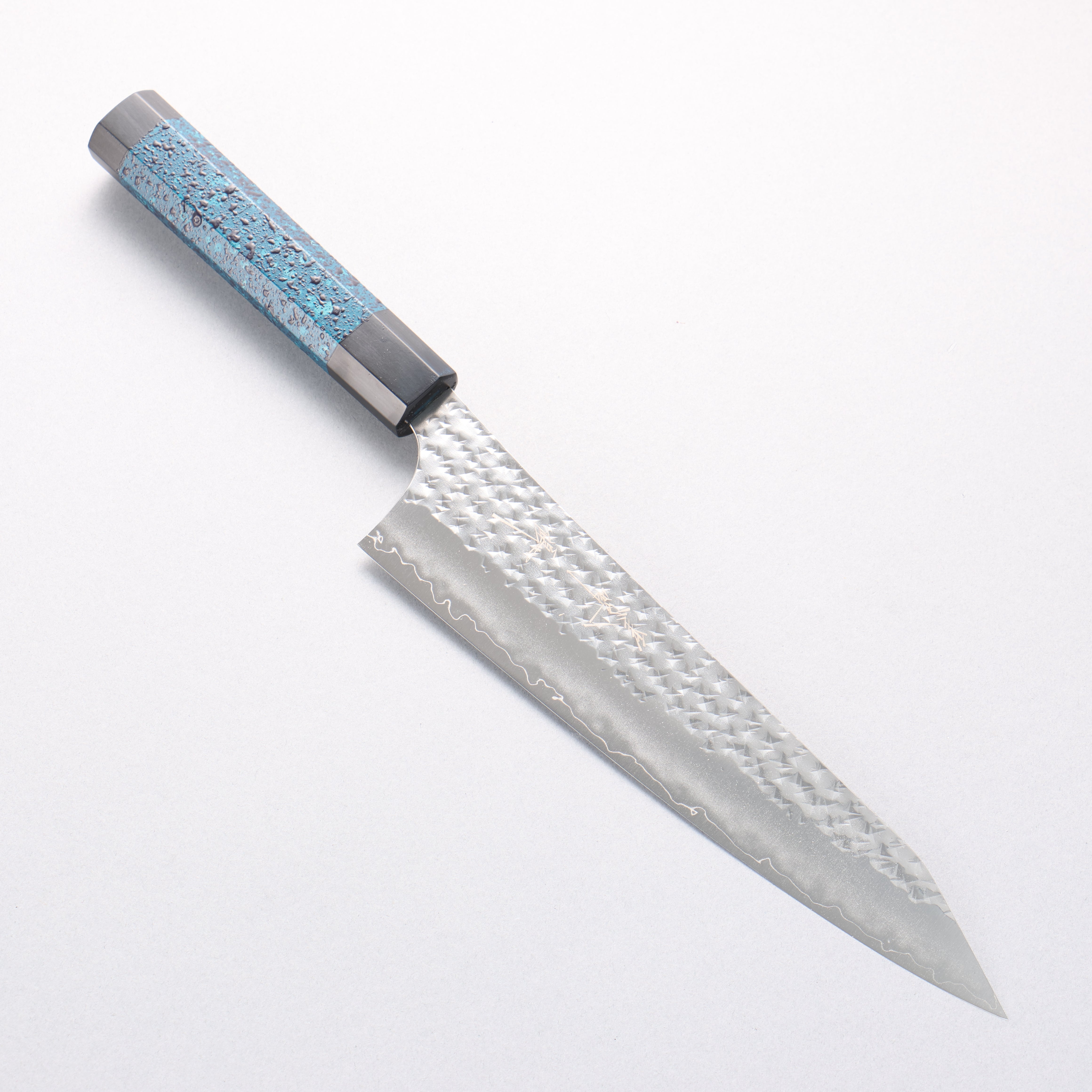 Yu Kurosaki Senko Ei Ai Tenmoku SG2 Hammered Gyuto 210mm Indigo Lacquered (Tenmoku) Handle with Sheath - Seisuke Knife
