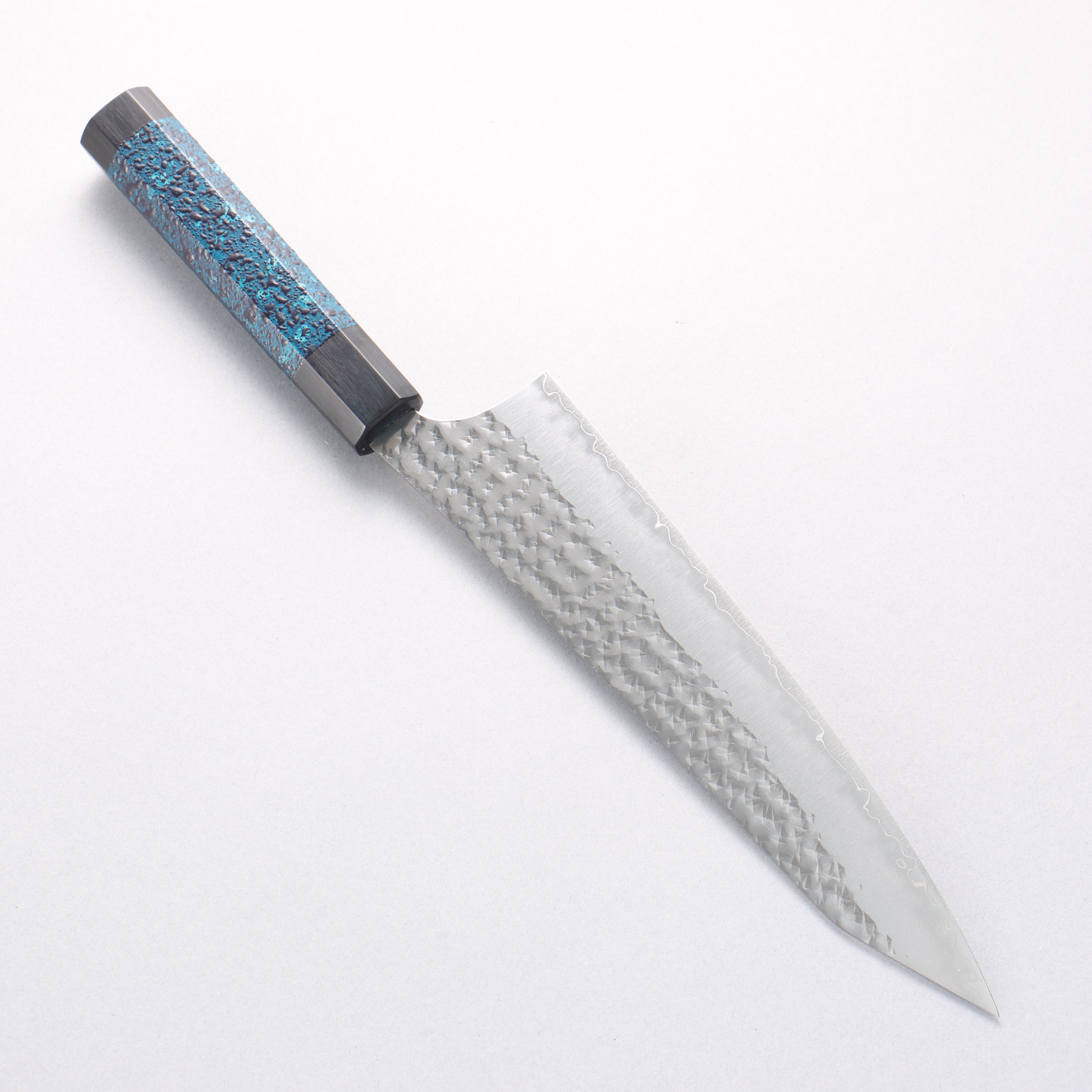 Yu Kurosaki Senko Ei Ai Tenmoku SG2 Hammered Gyuto 210mm Indigo Lacquered (Tenmoku) Handle with Sheath - Seisuke Knife