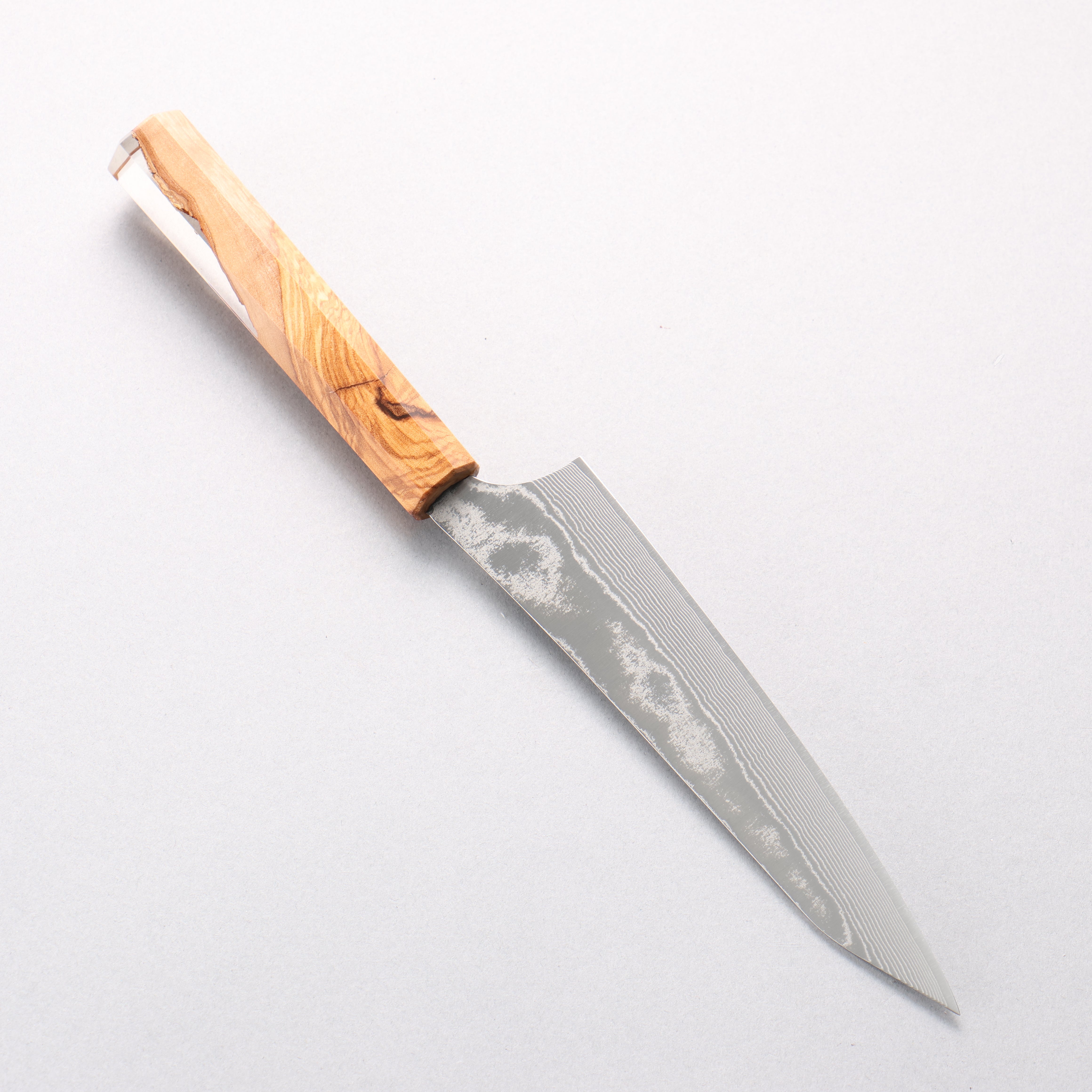 Yu Kurosaki Suiun SG2 Damascus Petty-Utility 150mm Olive Wood & Clear Resin Handle - Seisuke Knife
