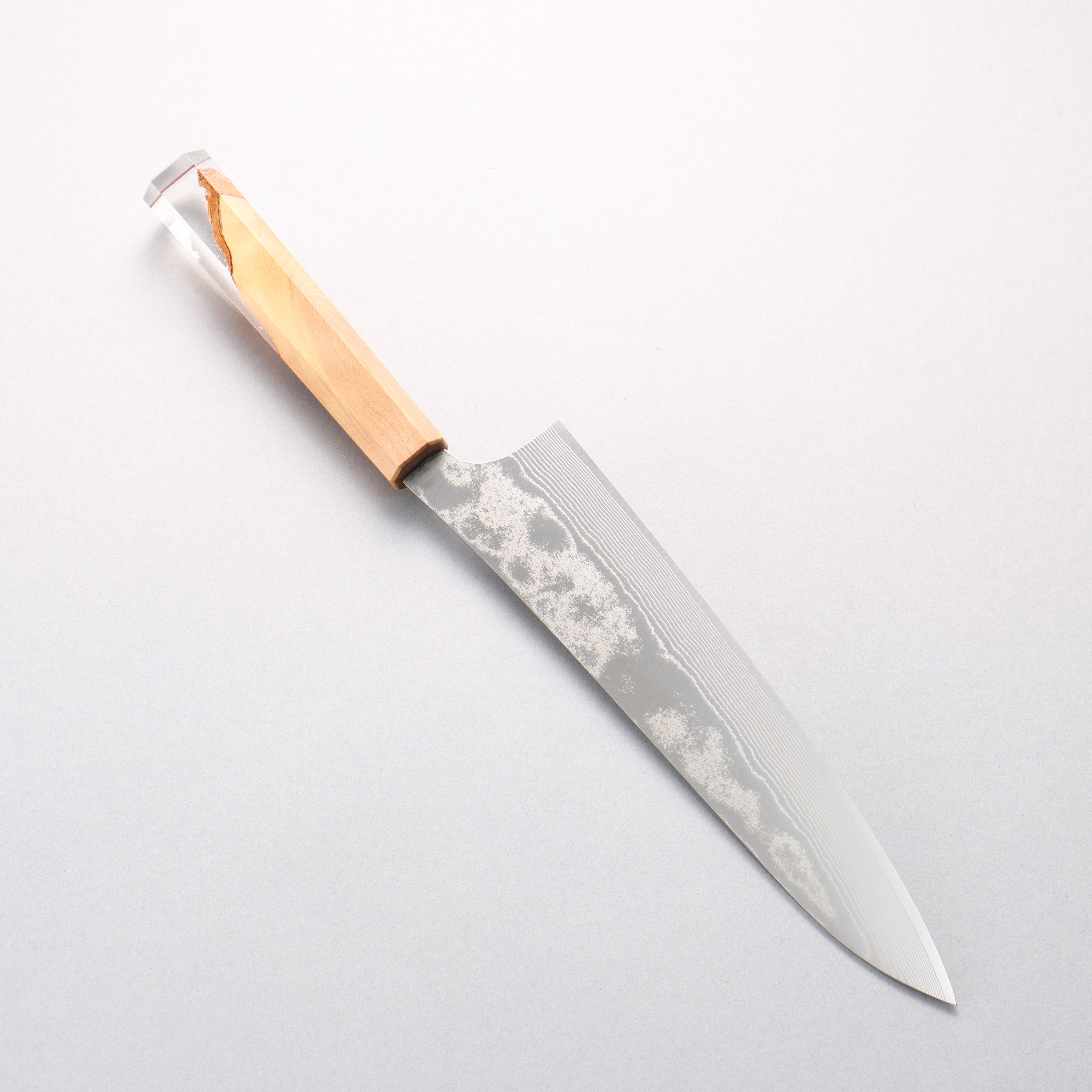 Yu Kurosaki Suiun SG2 Damascus Gyuto 210mm Olive Wood & Clear Resin Handle - Seisuke Knife