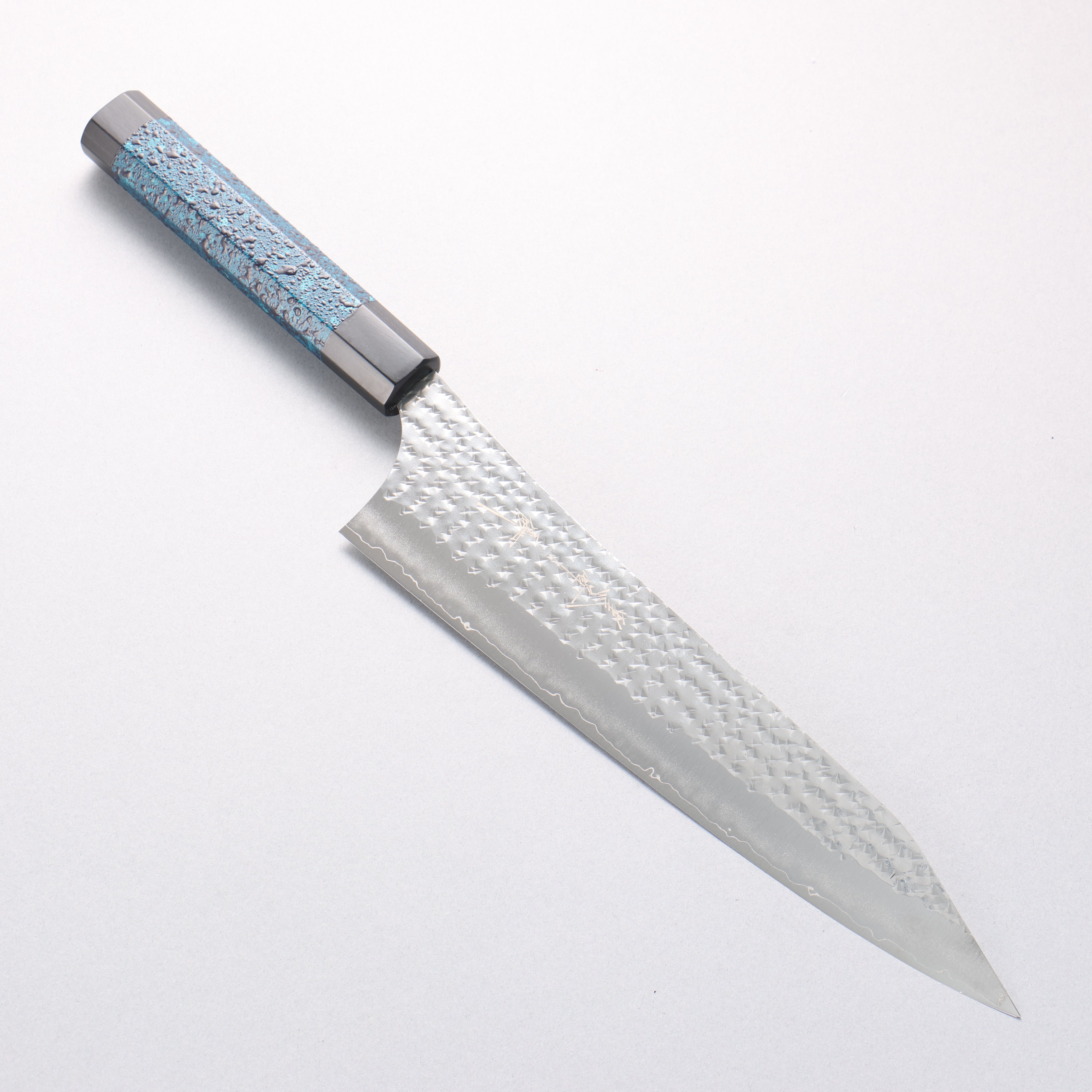 Yu Kurosaki Senko Ei Ai Tenmoku SG2 Hammered Gyuto 240mm Indigo Lacquered (Tenmoku) Handle with Sheath - Seisuke Knife