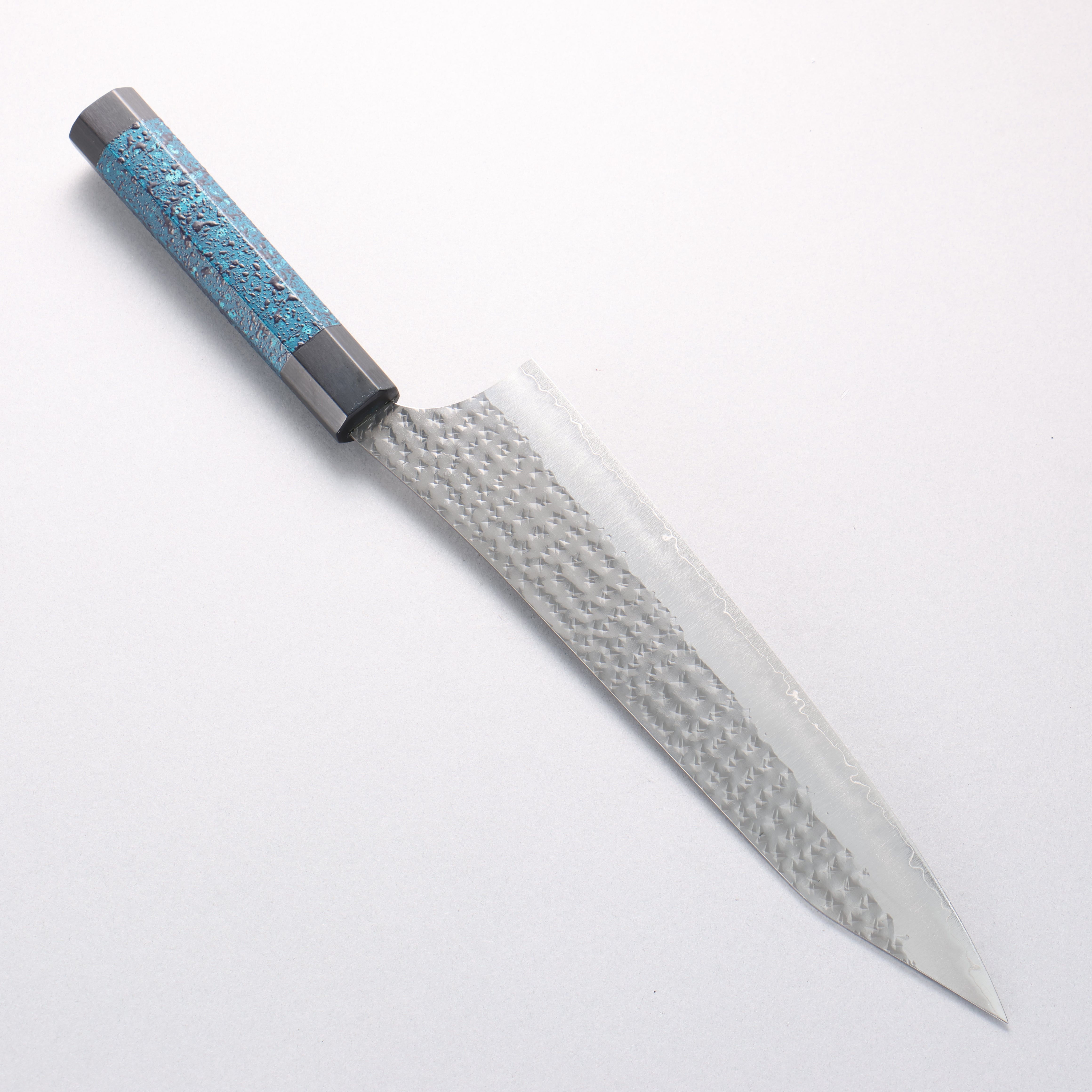 Yu Kurosaki Senko Ei Ai Tenmoku SG2 Hammered Gyuto 240mm Indigo Lacquered (Tenmoku) Handle with Sheath - Seisuke Knife
