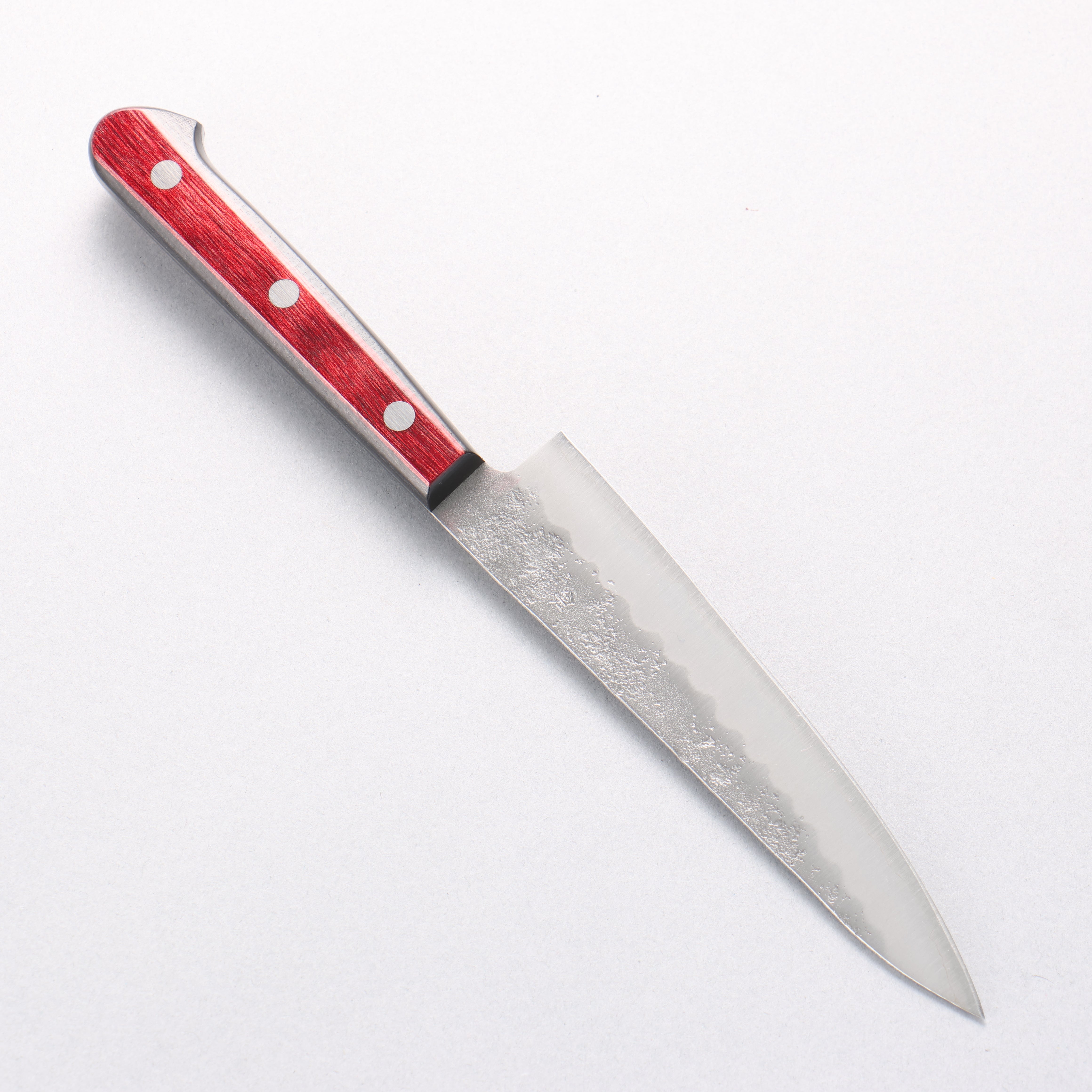 Seisuke Silver Steel No.3 Nashiji Petty-Utility 135mm Red Pakkawood Handle - Seisuke Knife