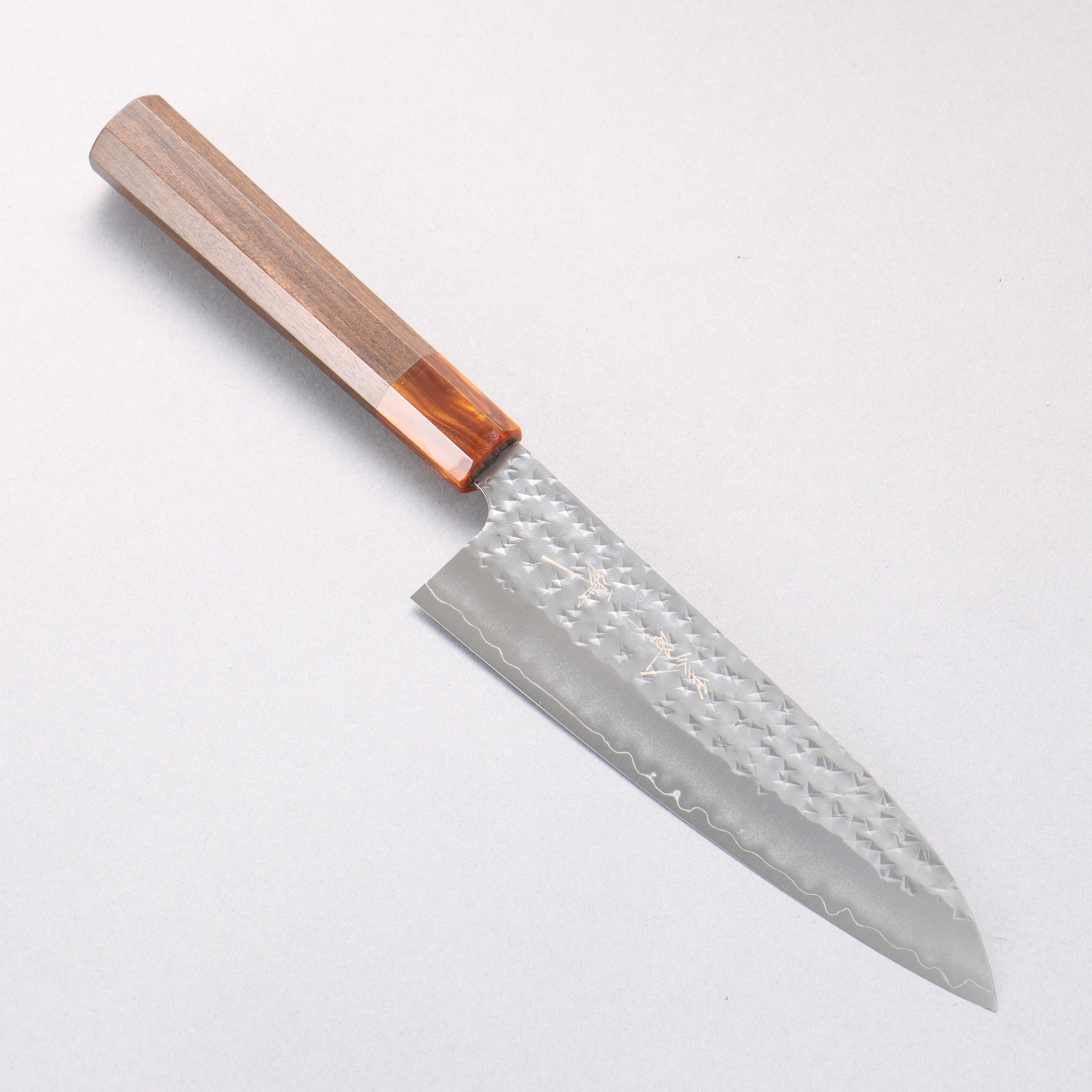 Yu Kurosaki Senko Ryu SG2 Hammered Small Santoku 150mm Sandalwood (ferrule:Acrylic) Handle - Seisuke Knife