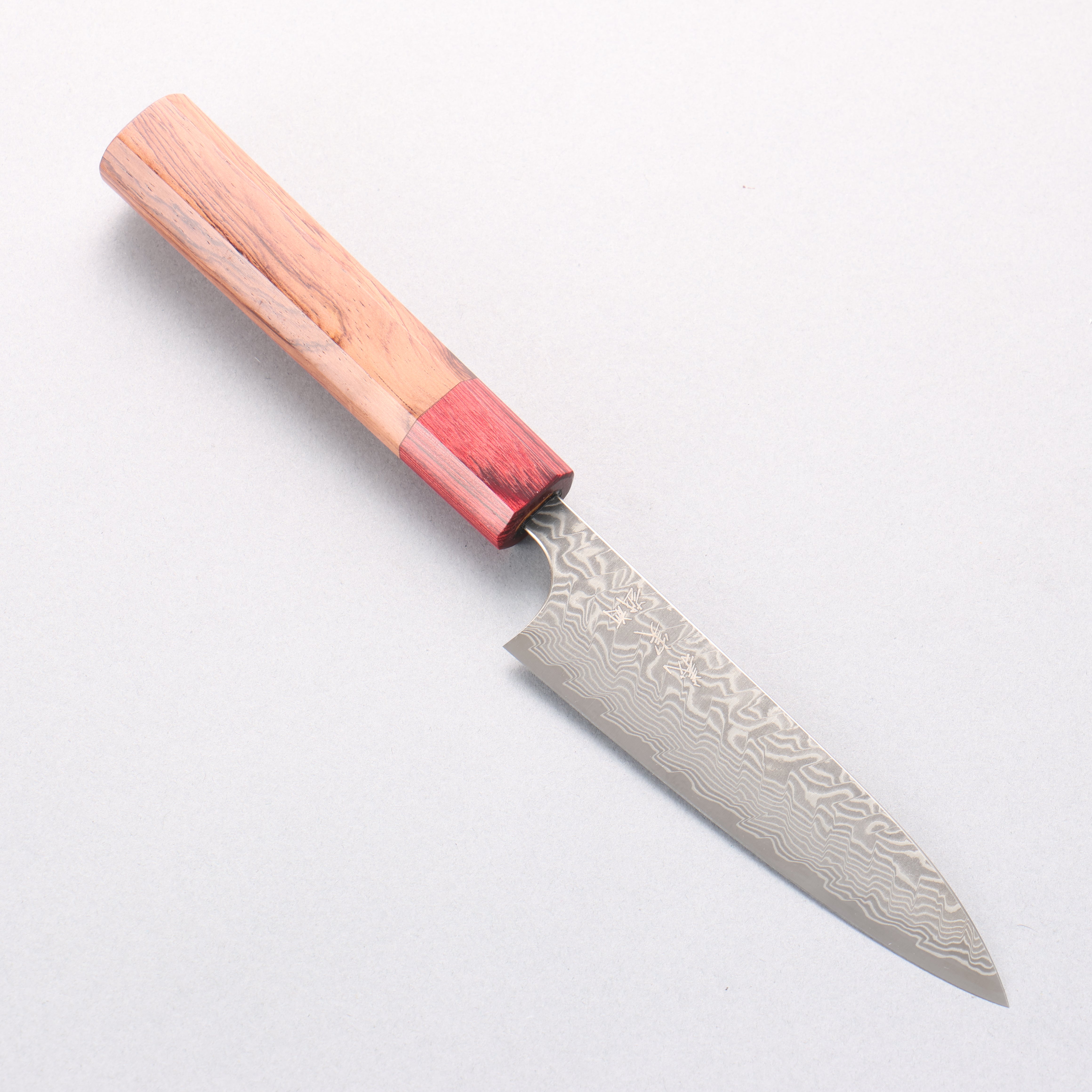 Yoshimi Kato SG2 Black Damascus Petty-Utility 120mm Honduras (ferrule: Red Pakka wood) Handle - Seisuke Knife