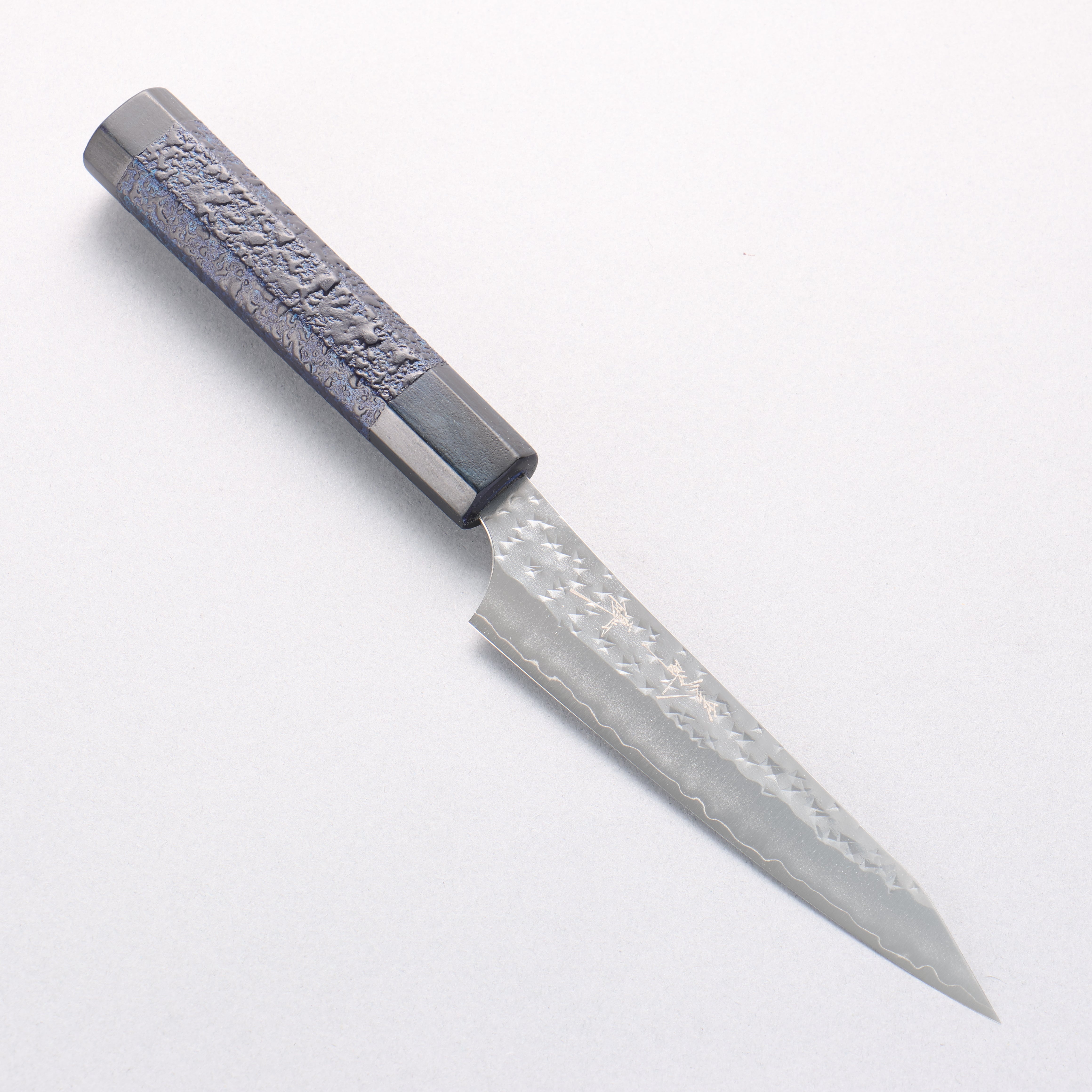 Yu Kurosaki Senko Ei Ai Tenmoku SG2 Hammered Petty-Utility 130mm Indigo Lacquered (Tenmoku) Handle with Sheath - Seisuke Knife