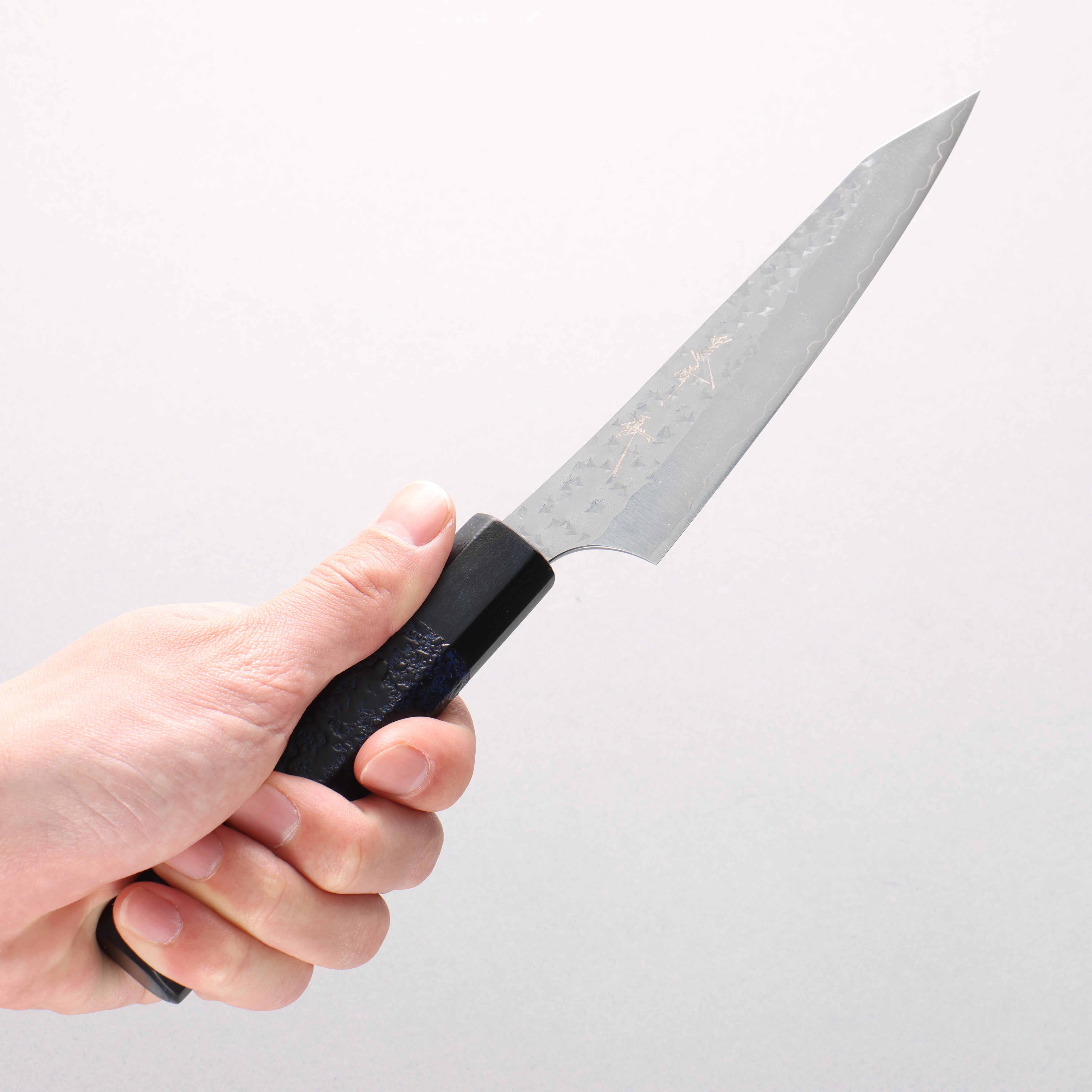 Yu Kurosaki Senko Ei Ai Tenmoku SG2 Hammered Petty-Utility 130mm Indigo Lacquered (Tenmoku) Handle with Sheath - Seisuke Knife