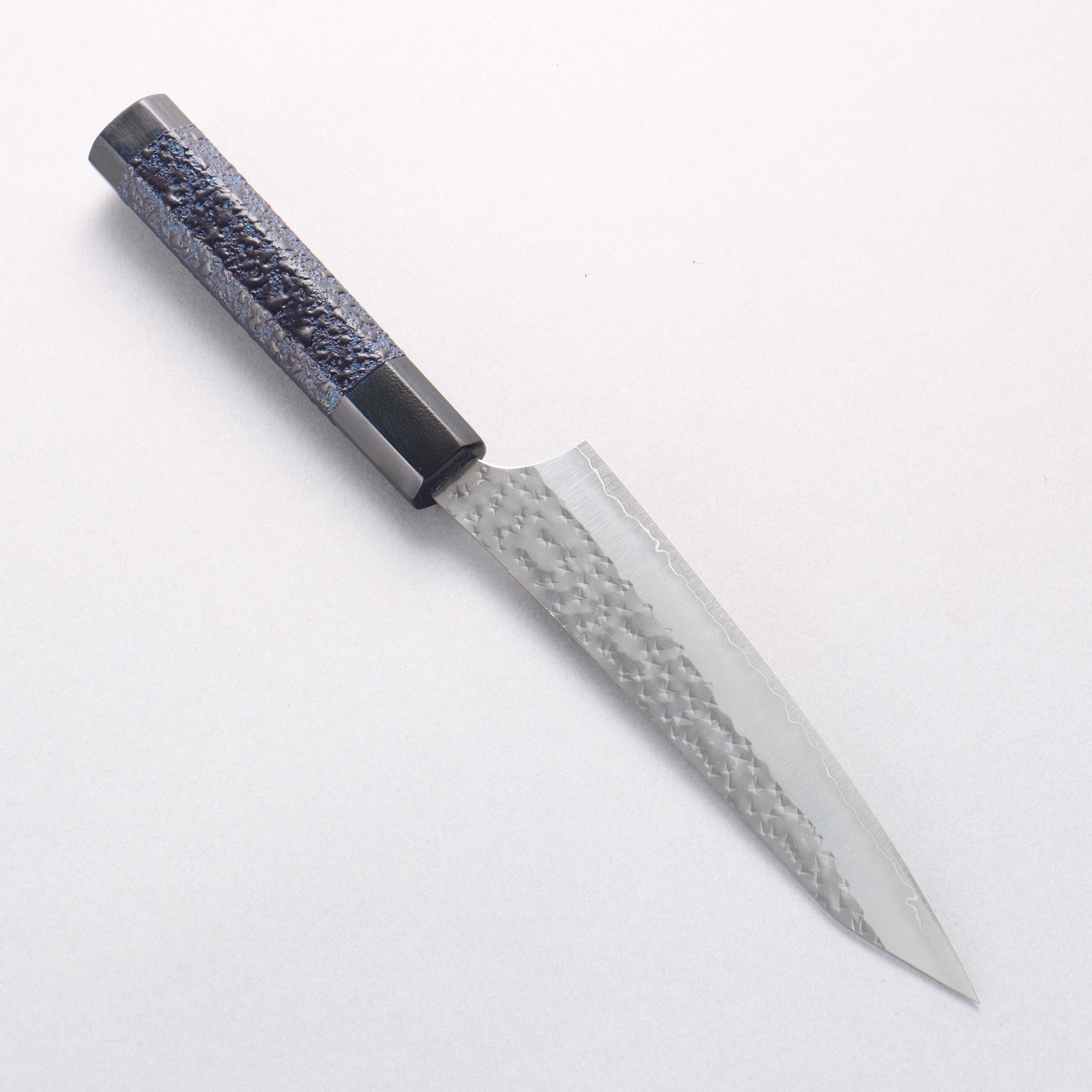 Yu Kurosaki Senko Ei Ai Tenmoku SG2 Hammered Petty-Utility 150mm Indigo Lacquered (Tenmoku) Handle with Sheath - Seisuke Knife