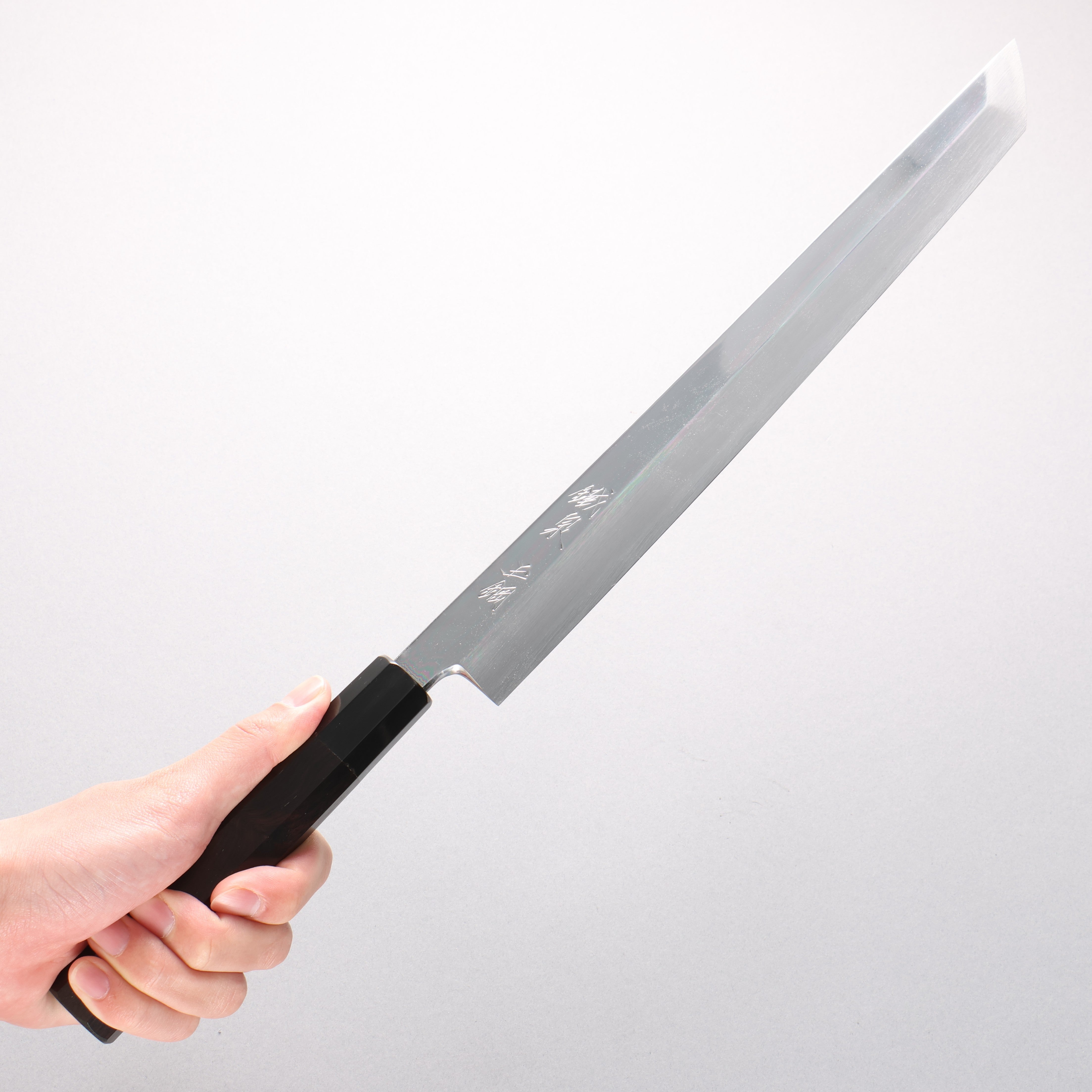 Tessen by Tanaka Tamahagane Sakimaru Yanagiba 300mm Ebony Wood Handle with Sheath - Seisuke Knife