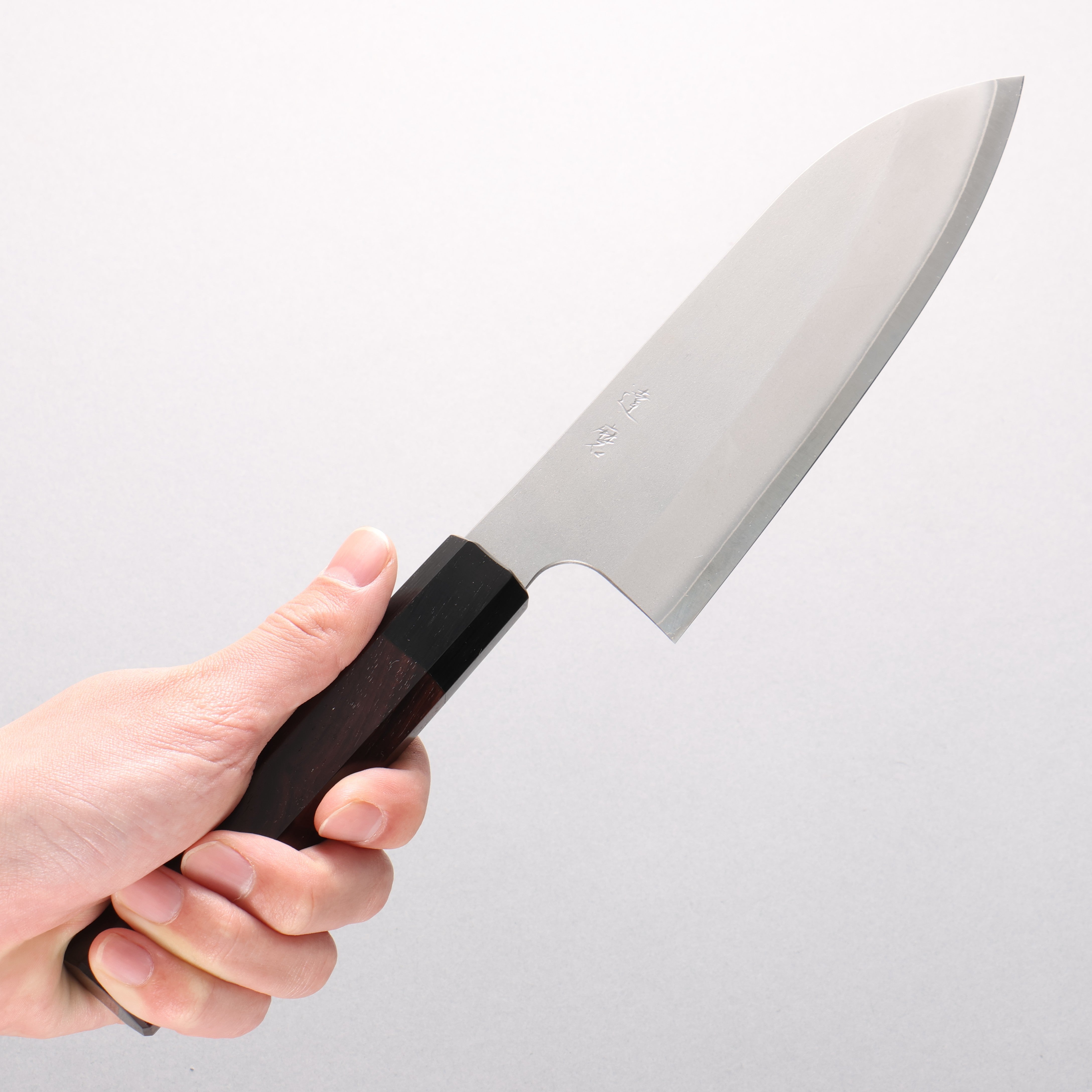 Daruma Silver Steel No.3 Santoku 165mm Shitan & Black Pakkawood Handle - Seisuke Knife