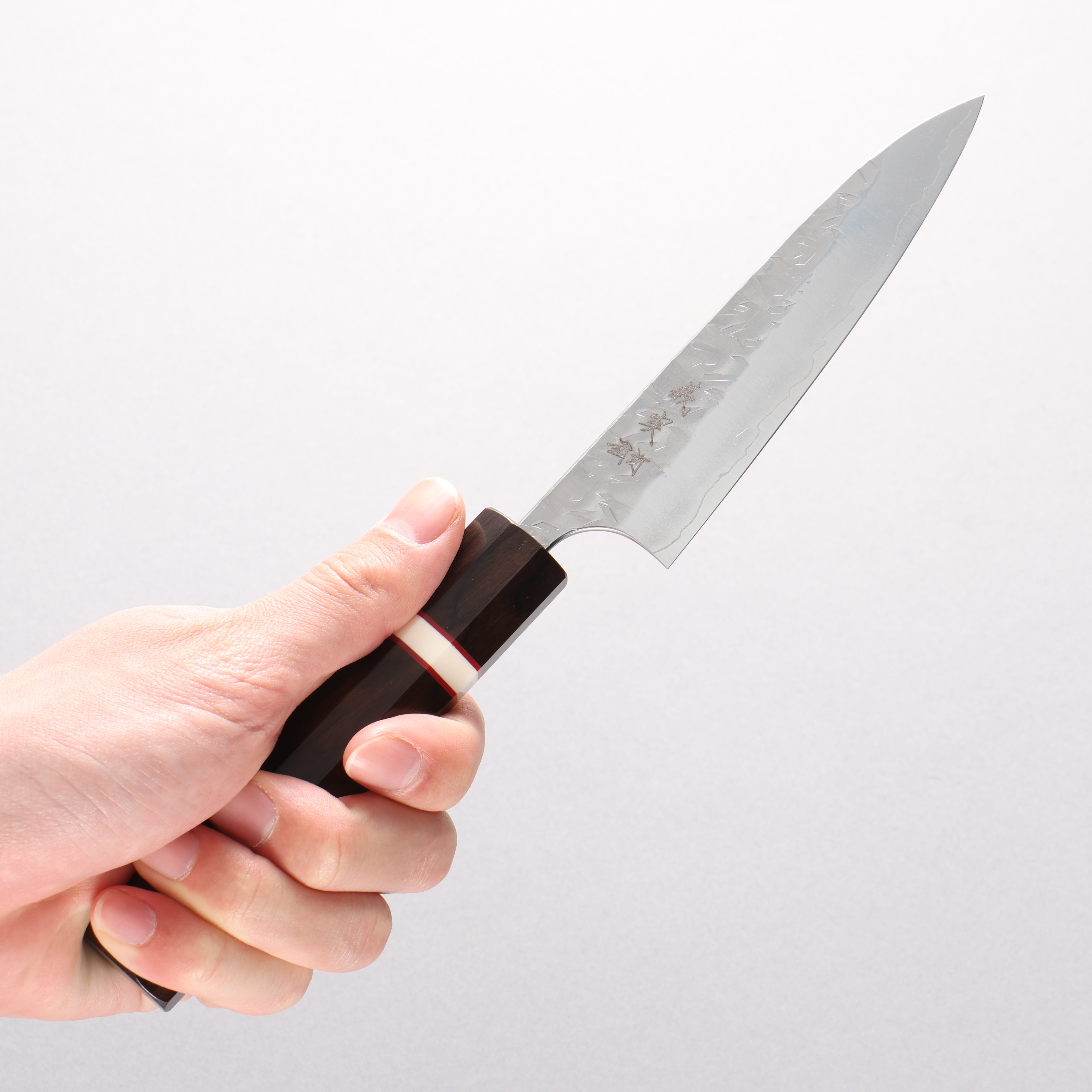 Yoshimi Kato Hyo SG2 Hammered Petty-Utility 120mm Ebony Wood & White Ring Handle - Seisuke Knife