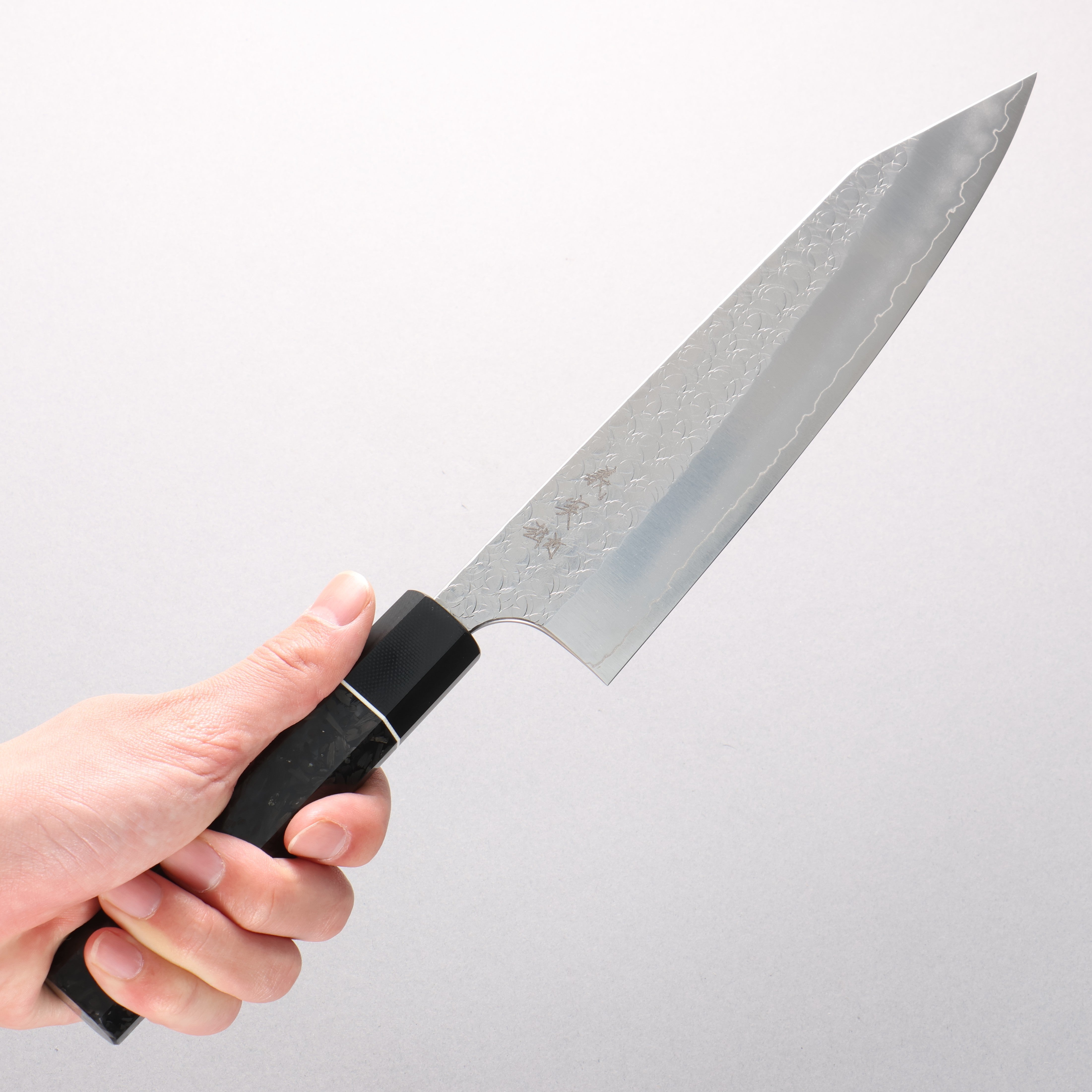 Yoshimi Kato Minamo SG2 Hammered Kiritsuke Gyuto 210mm Carbon Fiber & G10 Fiberglass Handle - Seisuke Knife