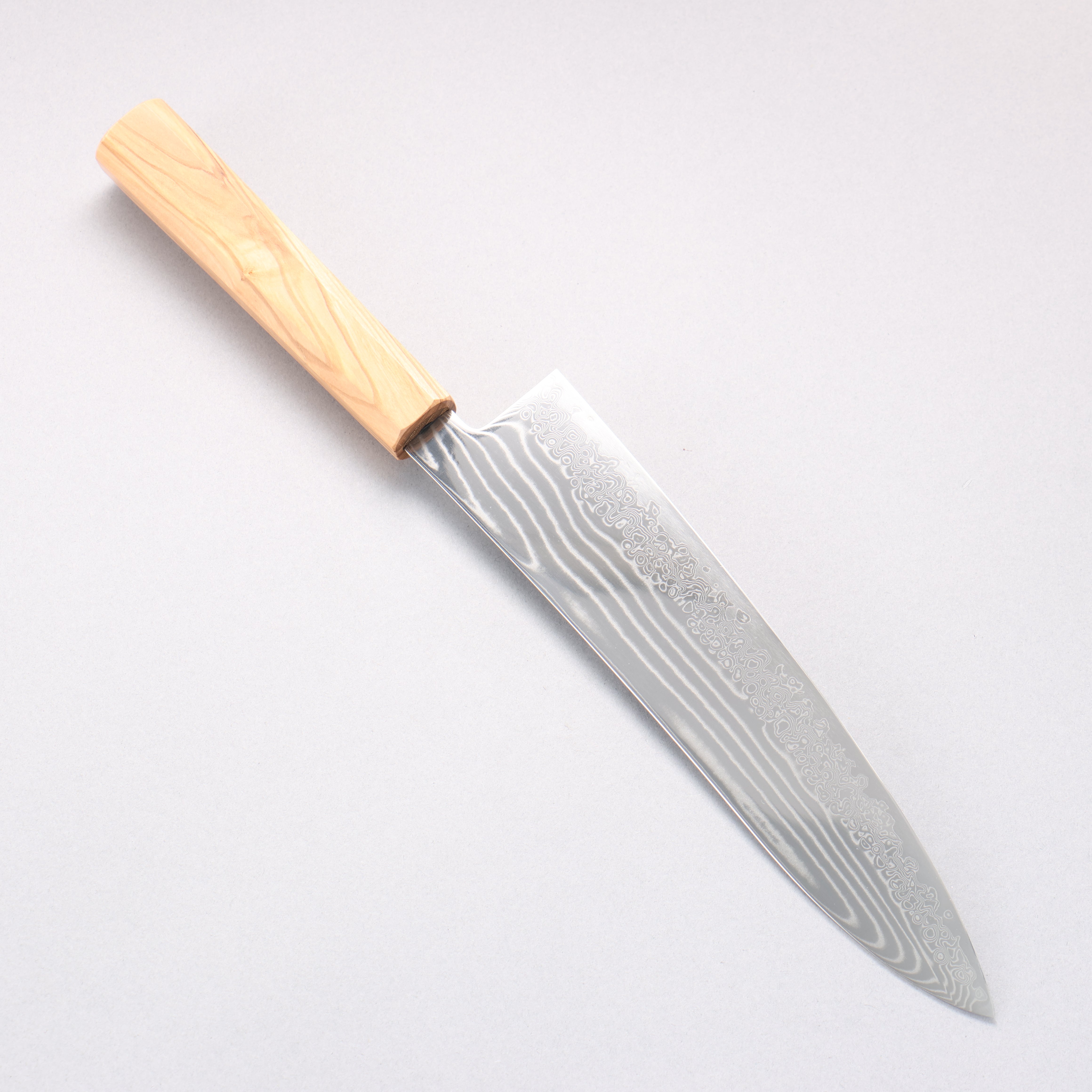 Kanjyo SG2 Damascus Wave Pattern Gyuto 210mm Olive Wood Handle - Seisuke Knife