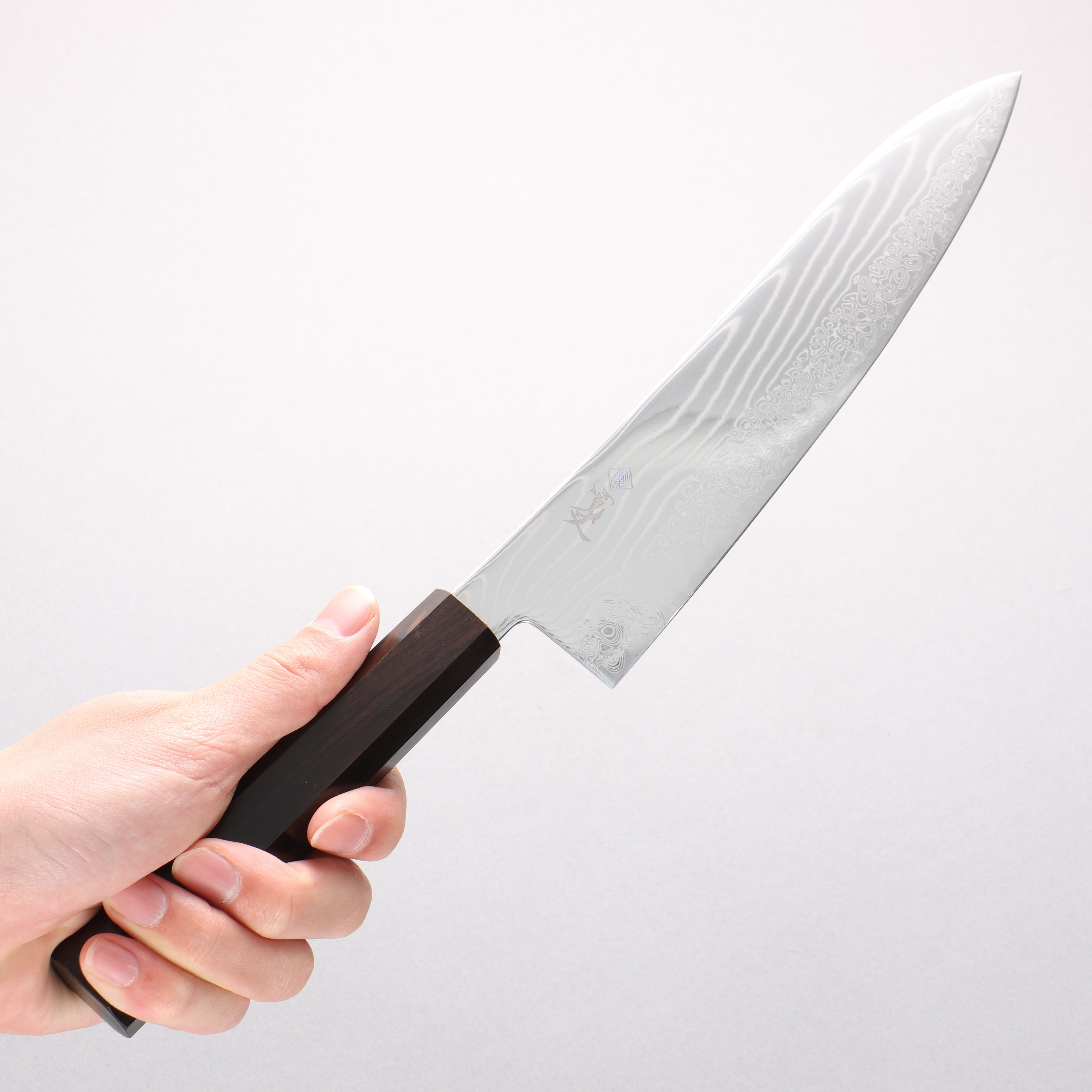 Kanjyo SG2 Damascus Wave Pattern Gyuto 210mm Ebony Wood Handle - Seisuke Knife