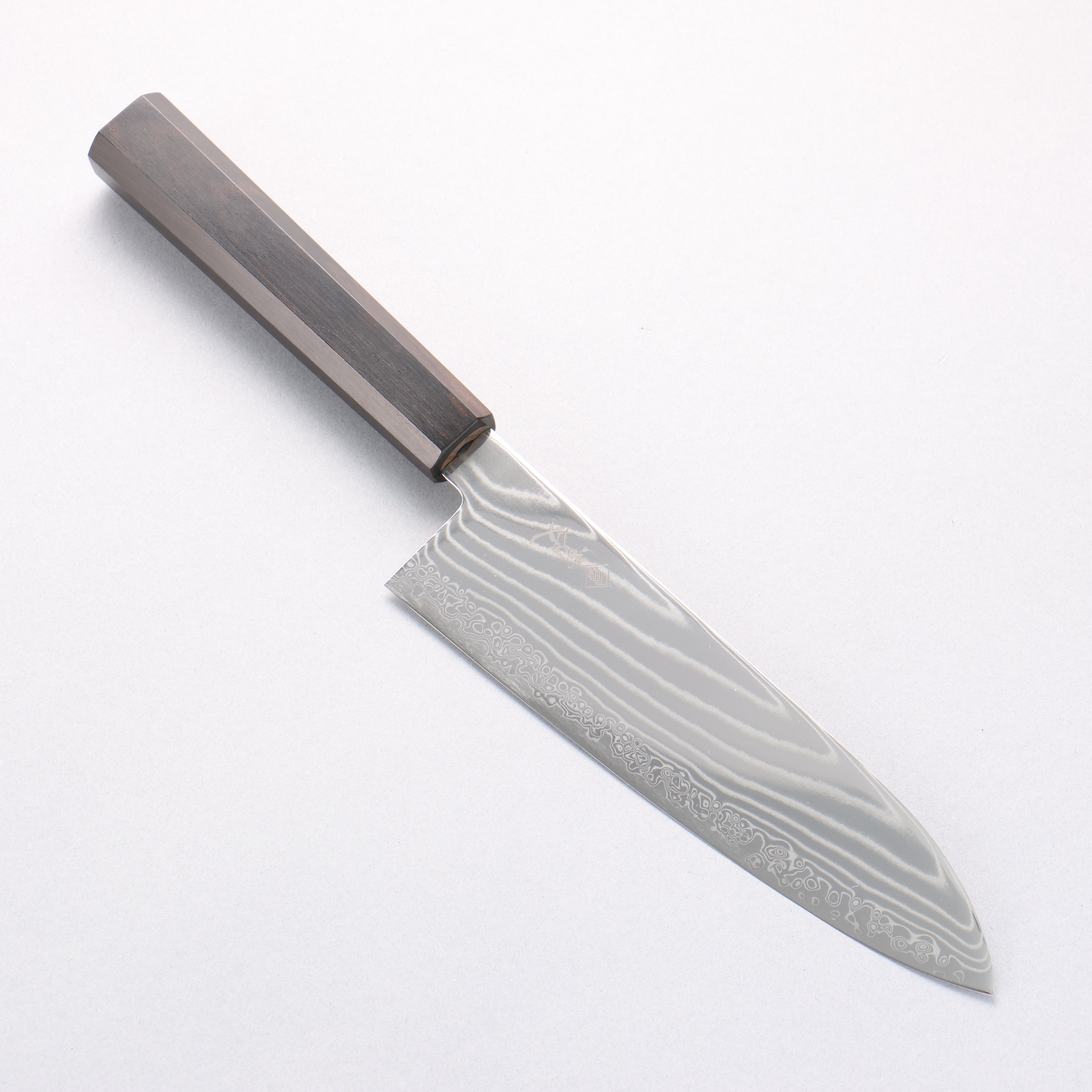 Kanjyo SG2 Damascus Wave Pattern Santoku 180mm Ebony Wood Handle - Seisuke Knife