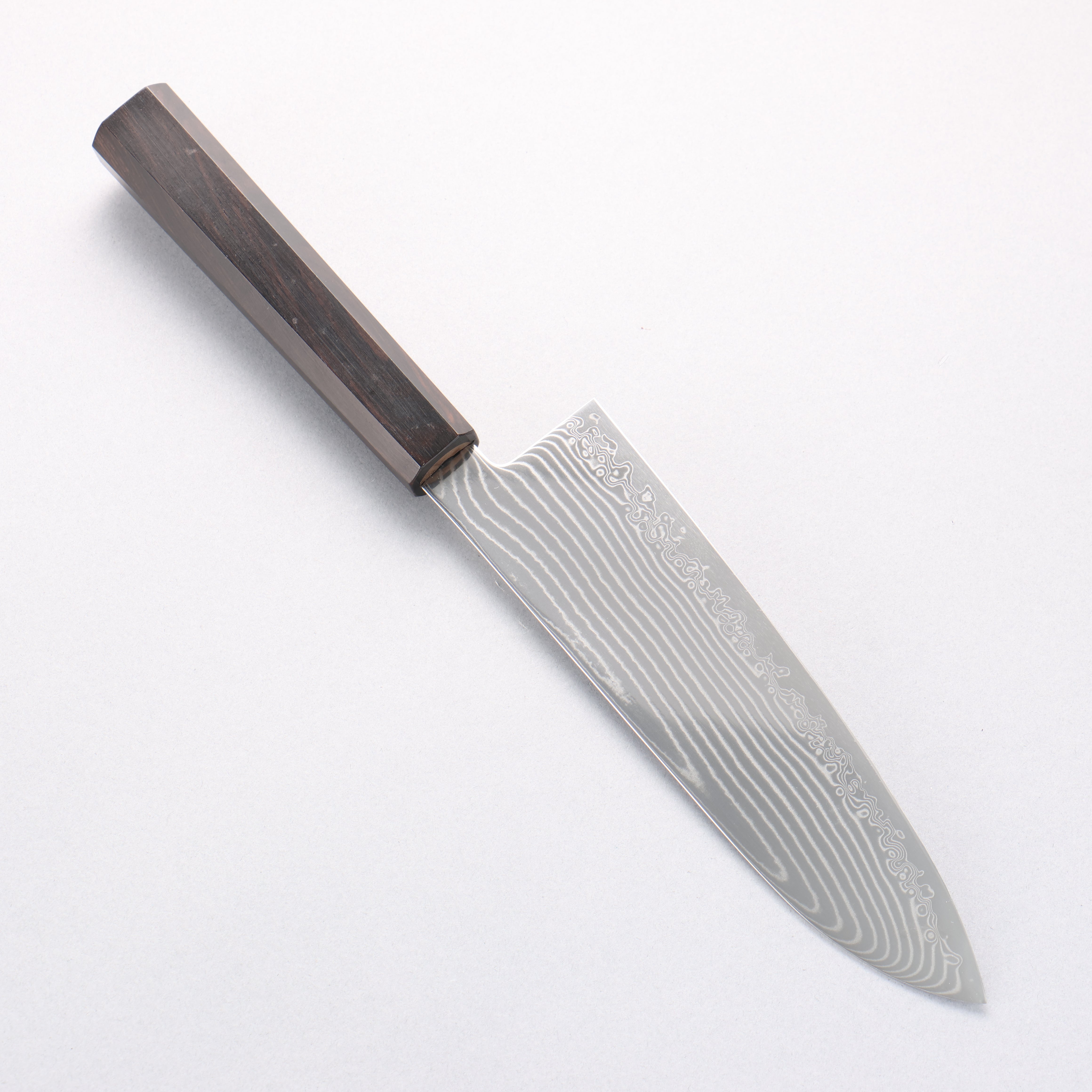 Kanjyo SG2 Damascus Wave Pattern Santoku 180mm Ebony Wood Handle - Seisuke Knife
