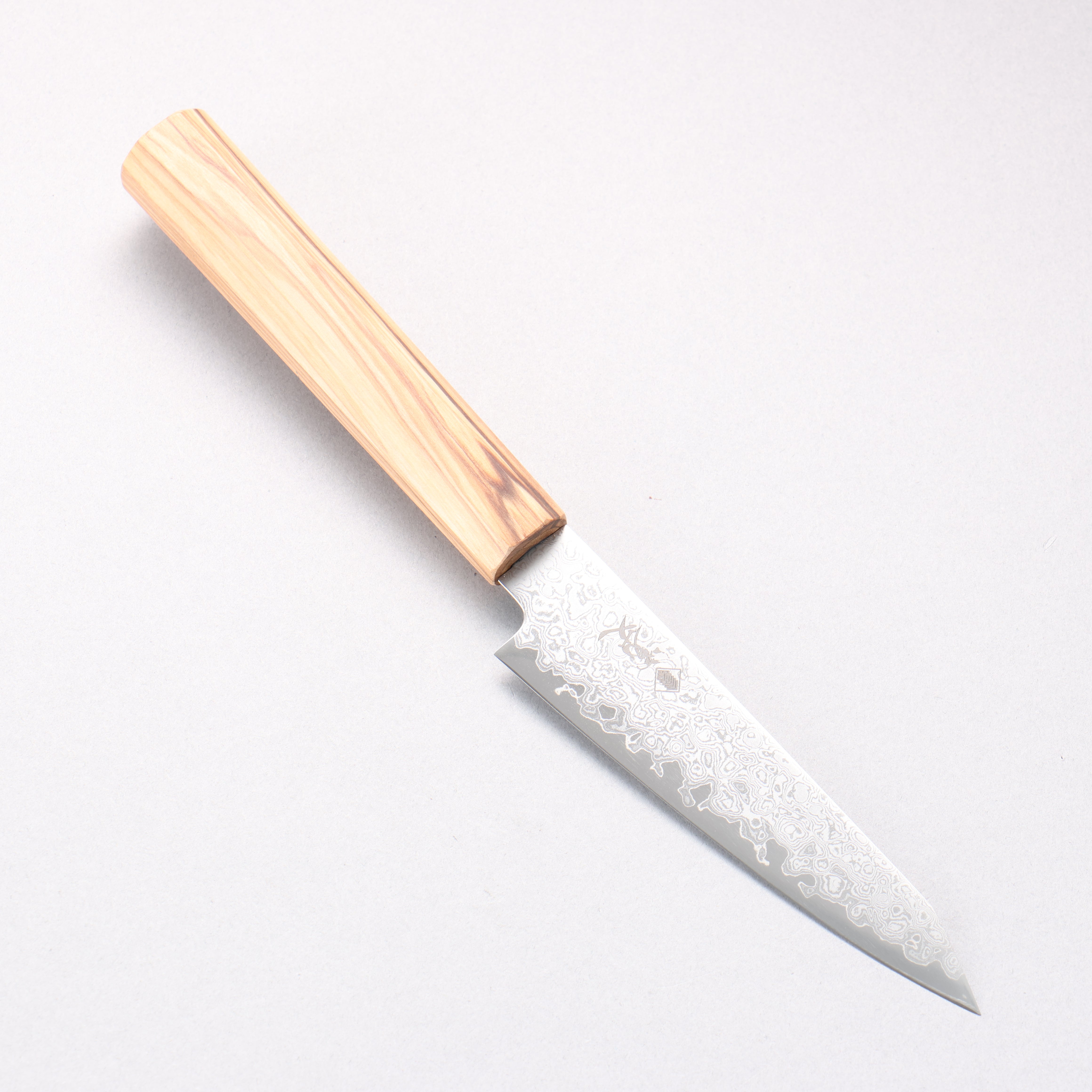 Kanjyo VG10 Damascus Kiritsuke Petty-Utility 120mm Olive Wood Handle - Seisuke Knife