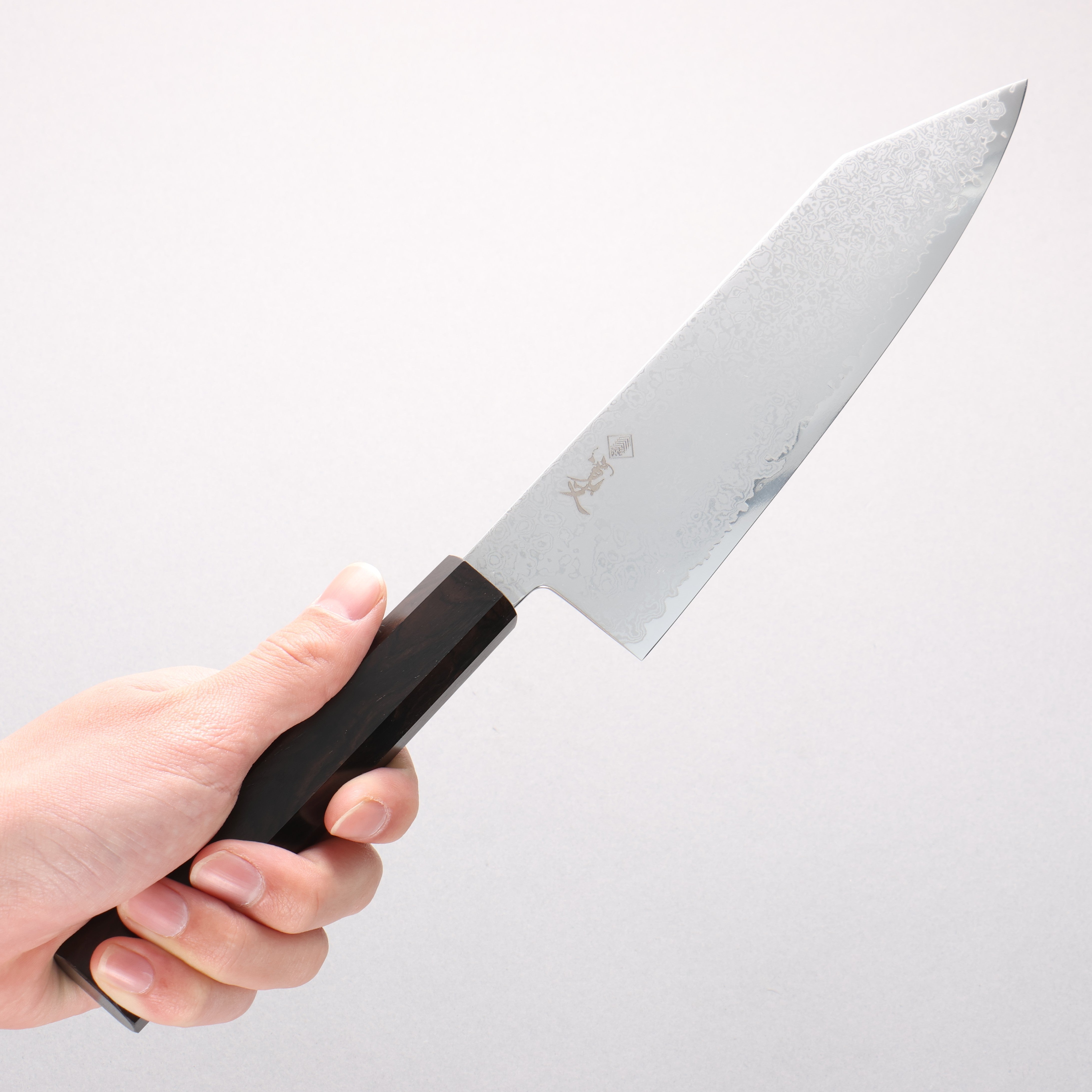 Kanjyo VG10 Damascus Kiritsuke Santoku 180mm Ebony Wood Handle - Seisuke Knife