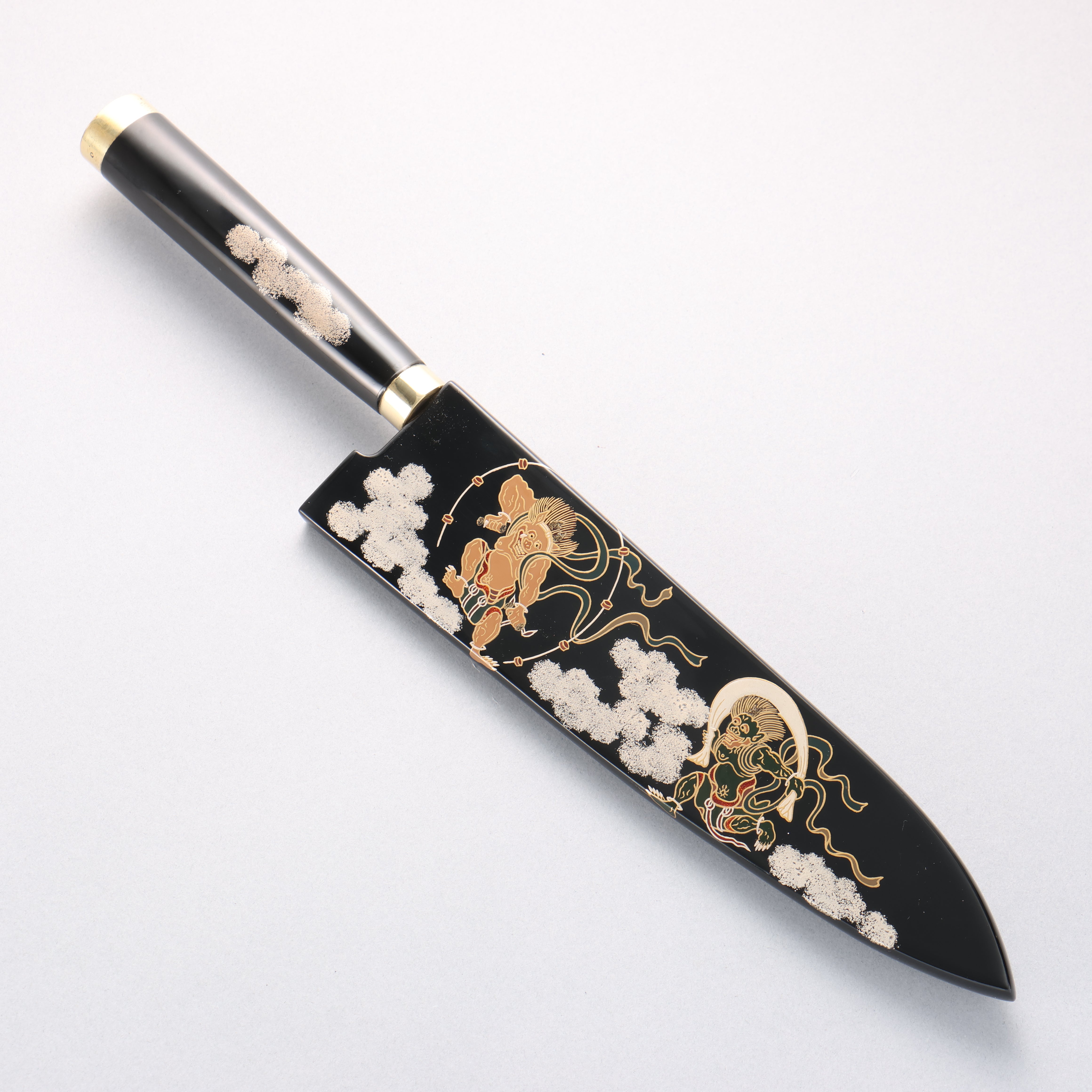 Takeshi Saji Maki-e Art Fujin & Raijin SG2 Diamond Finish Gyuto 210mm Maki-e Art Handle with Sheath - Seisuke Knife