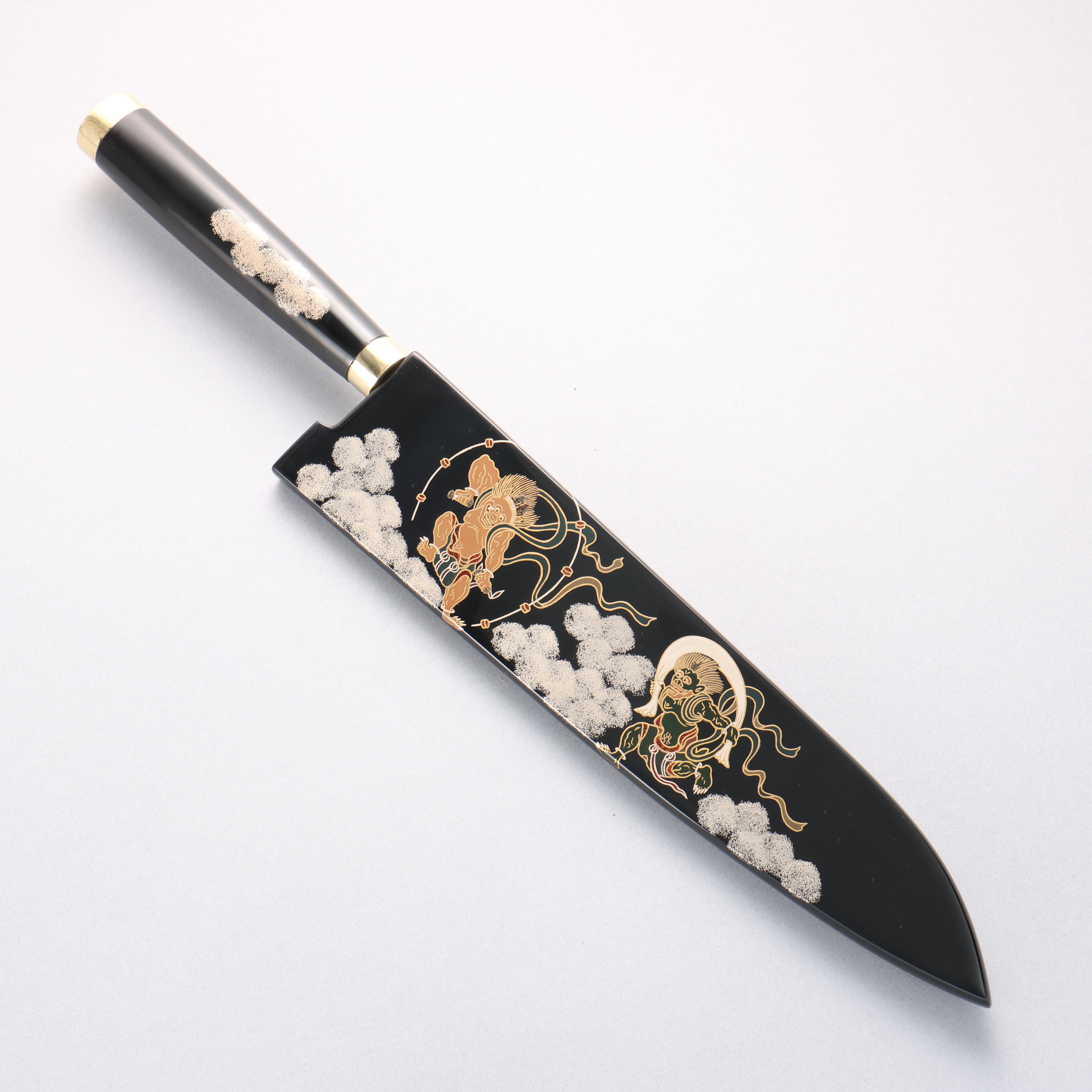 Takeshi Saji Maki-e Art Fujin & Raijin SG2 Diamond Finish Gyuto 240mm Maki-e Art Handle with Sheath - Seisuke Knife