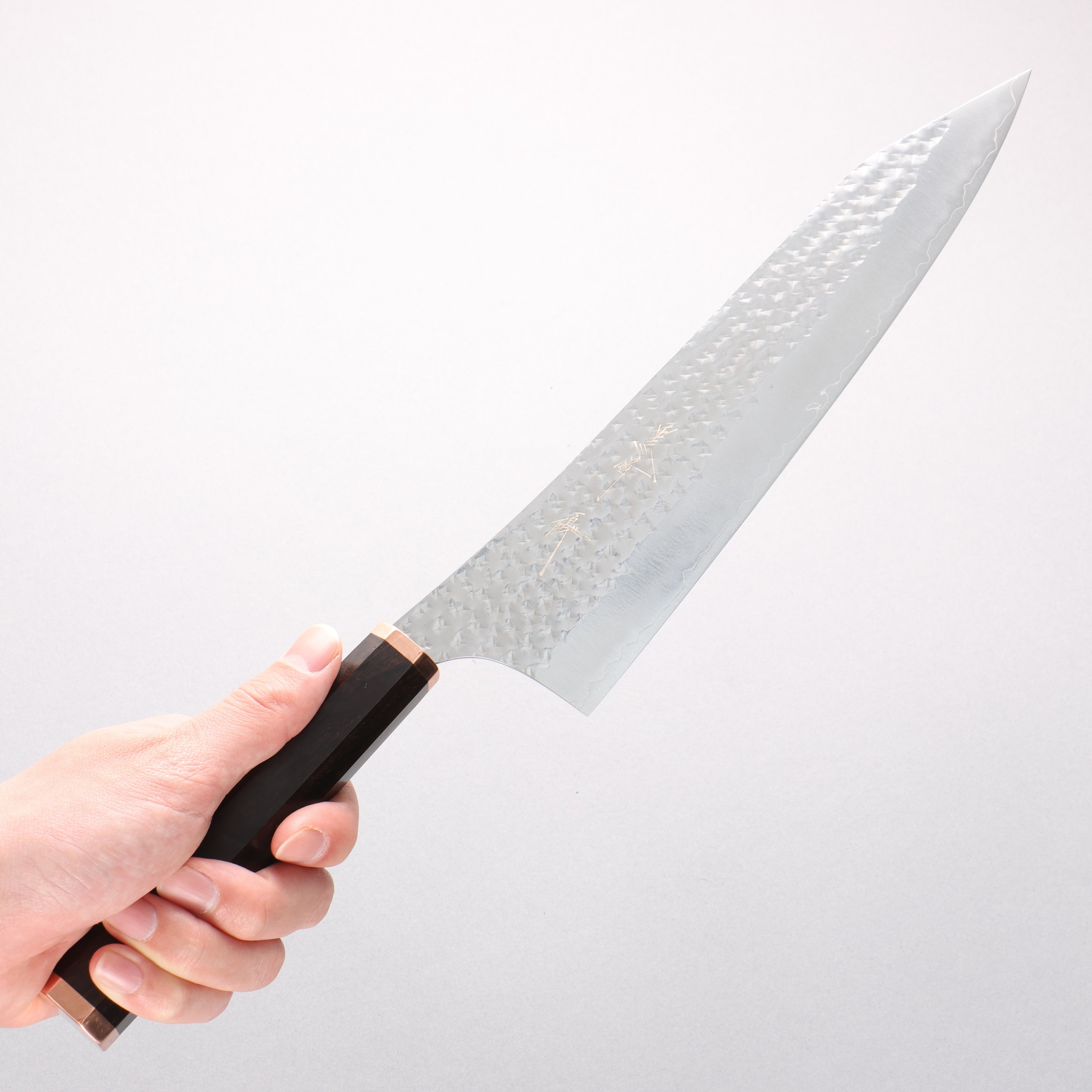 Yu Kurosaki Senko Ei SG2 Hammered Gyuto 240mm Ebony Wood & Copper Handle - Seisuke Knife