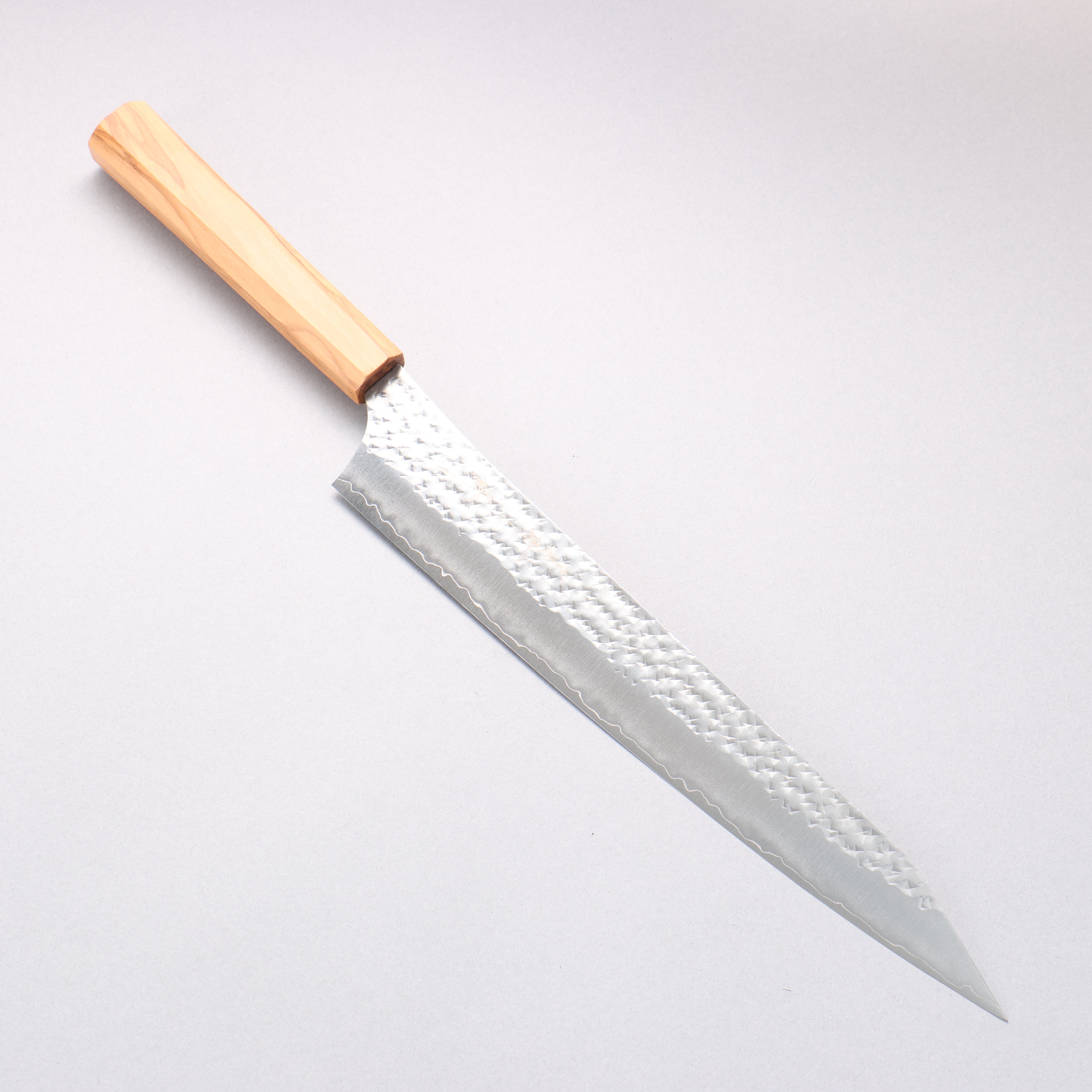 Yu Kurosaki Senko Ei SG2 Hammered Sujihiki 270mm Olive Wood Handle - Seisuke Knife