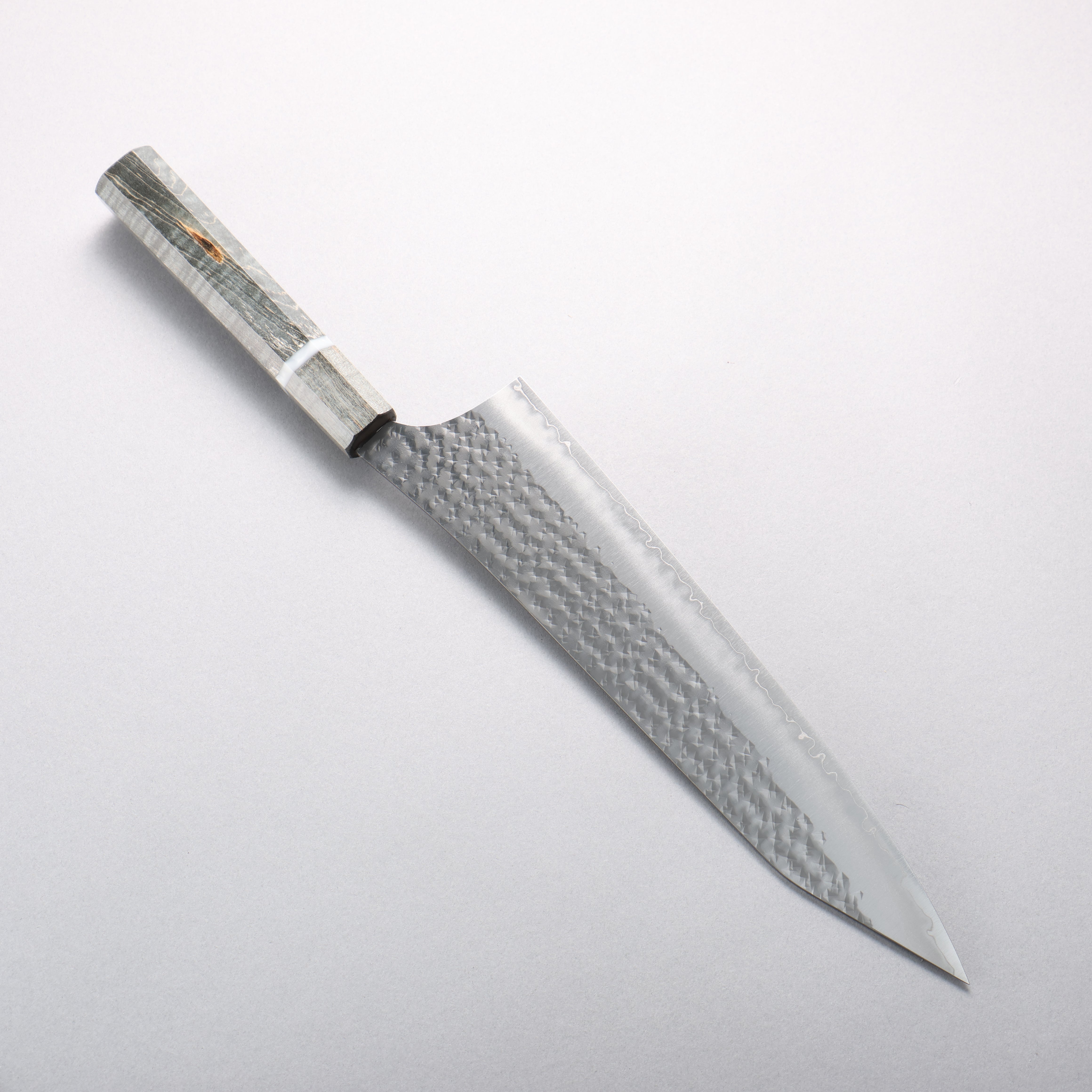 Yu Kurosaki Senko Ei SG2 Hammered Gyuto 240mm Stabilized Burl & White Ring Handle - Seisuke Knife