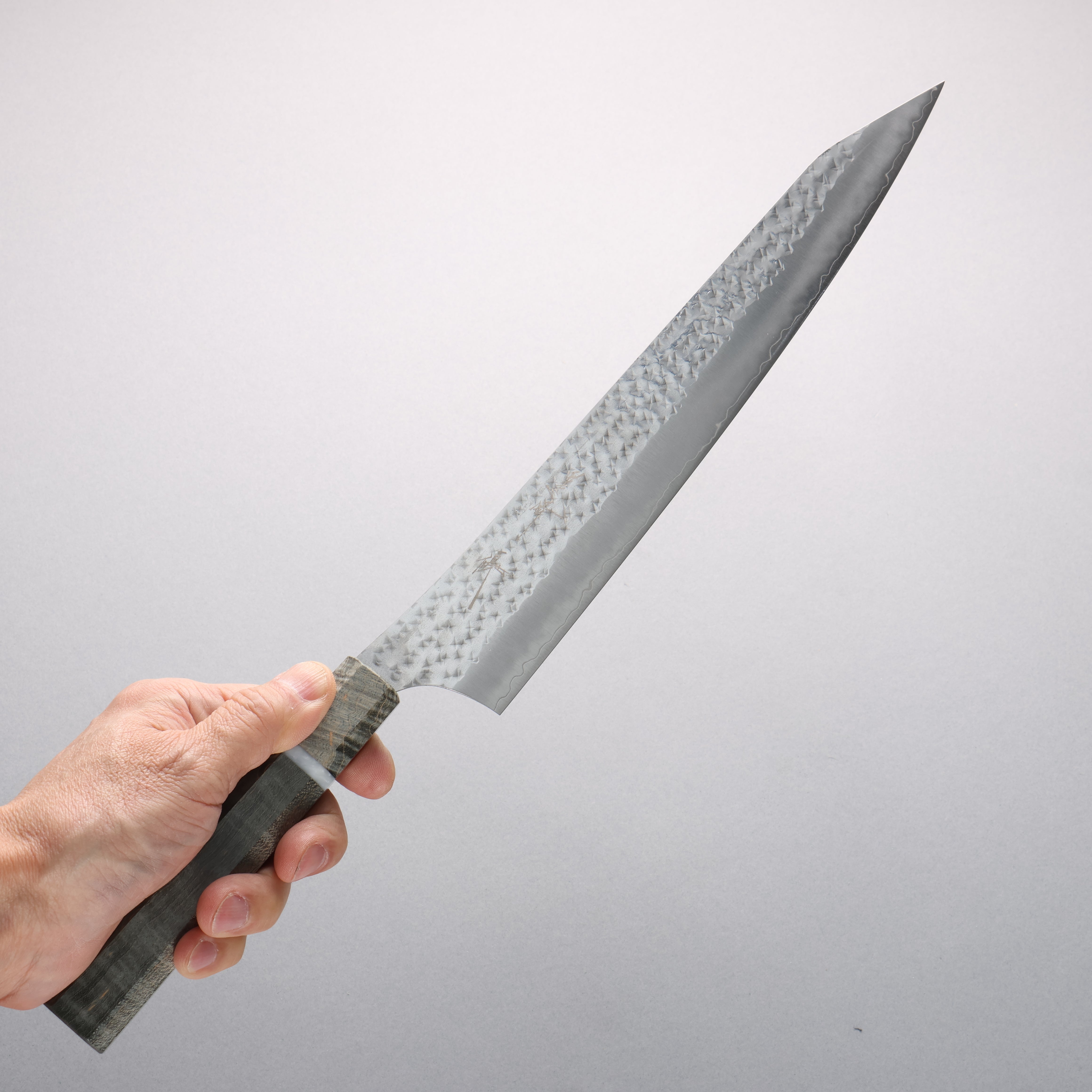 Yu Kurosaki Senko Ei SG2 Hammered Sujihiki 270mm Stabilized Burl & White Ring Handle - Seisuke Knife