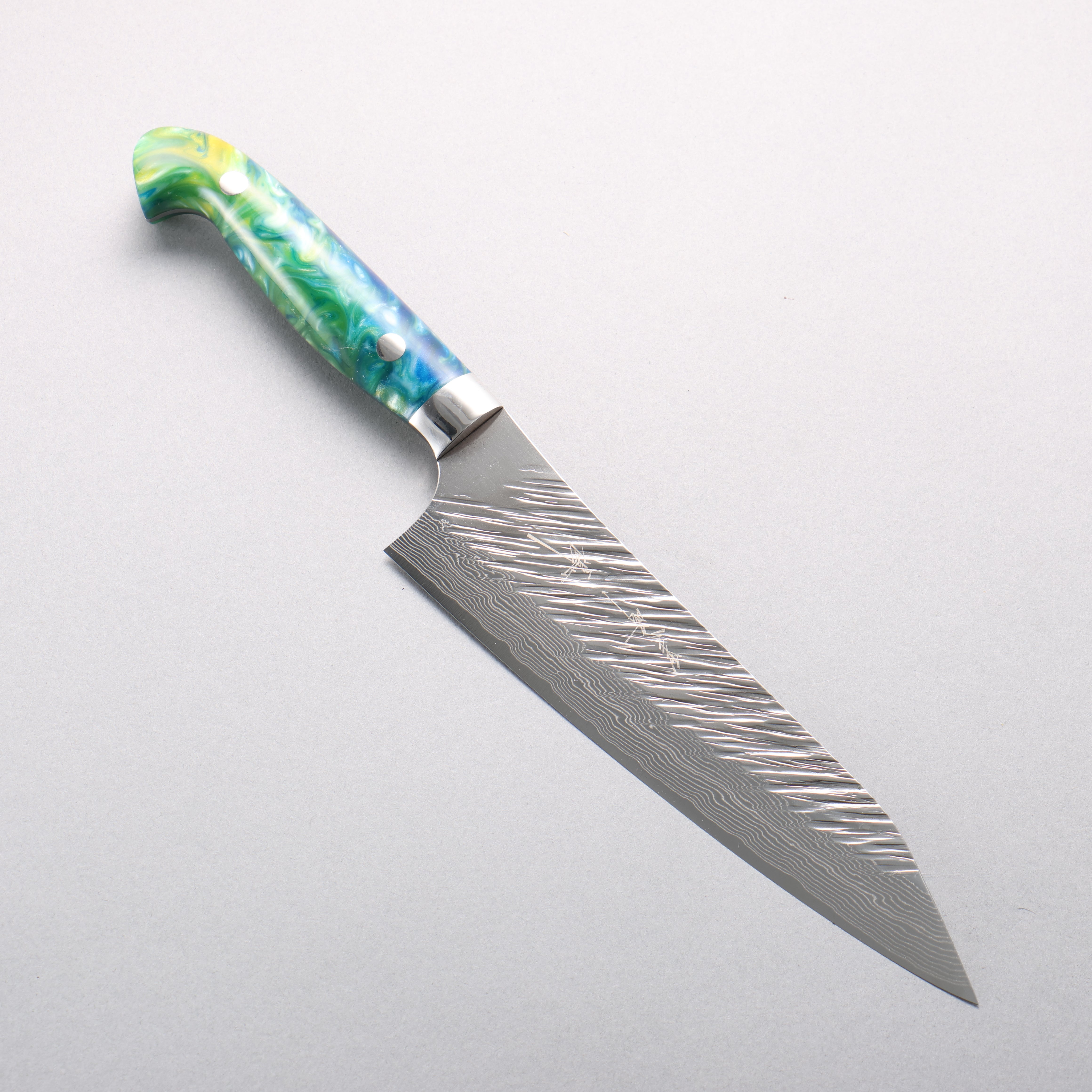 Yu Kurosaki Fujin SG2 Hammered Damascus Kiritsuke Gyuto 180mm Multi-Colored Acrylic Handle - Seisuke Knife