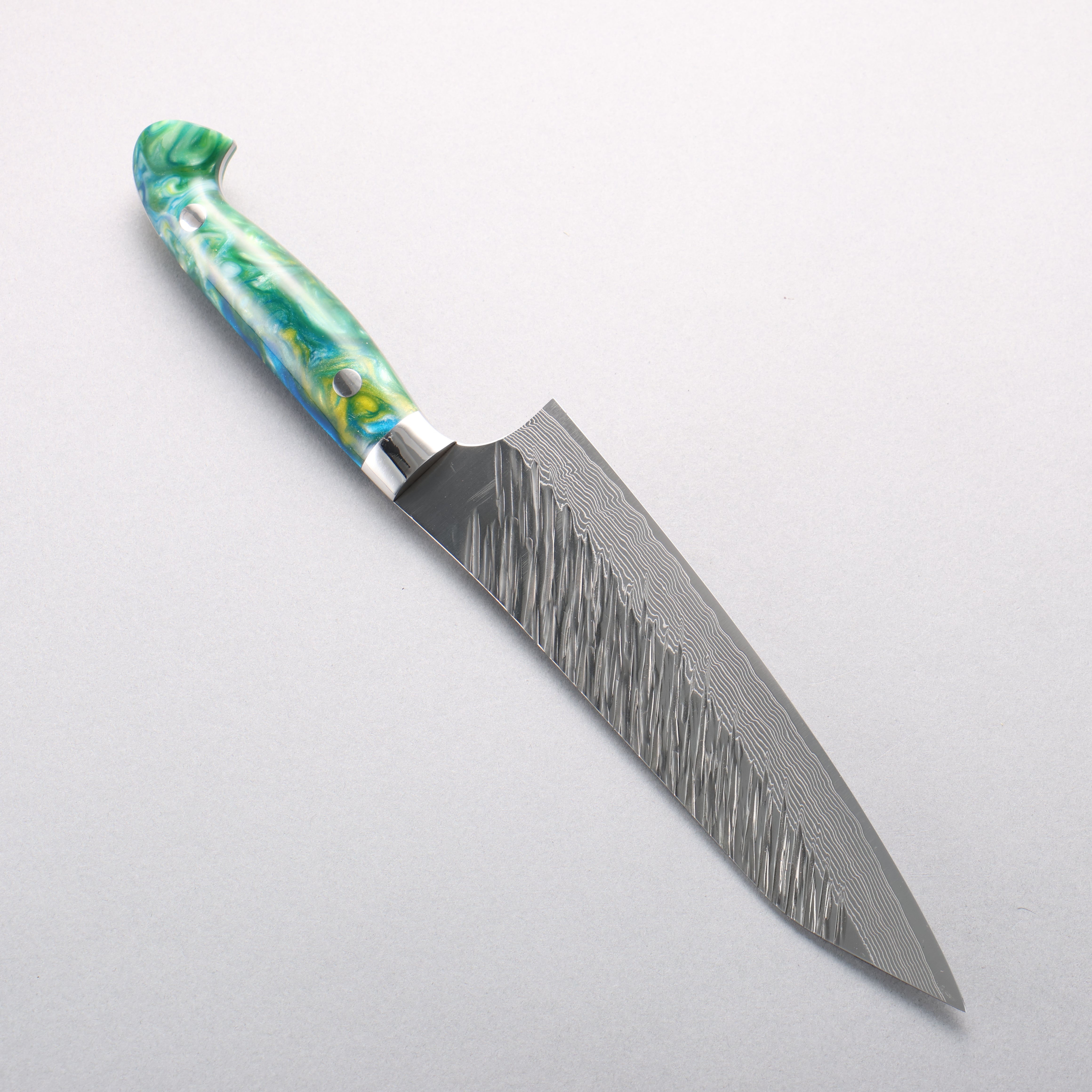 Yu Kurosaki Fujin SG2 Hammered Damascus Kiritsuke Gyuto 180mm Multi-Colored Acrylic Handle - Seisuke Knife