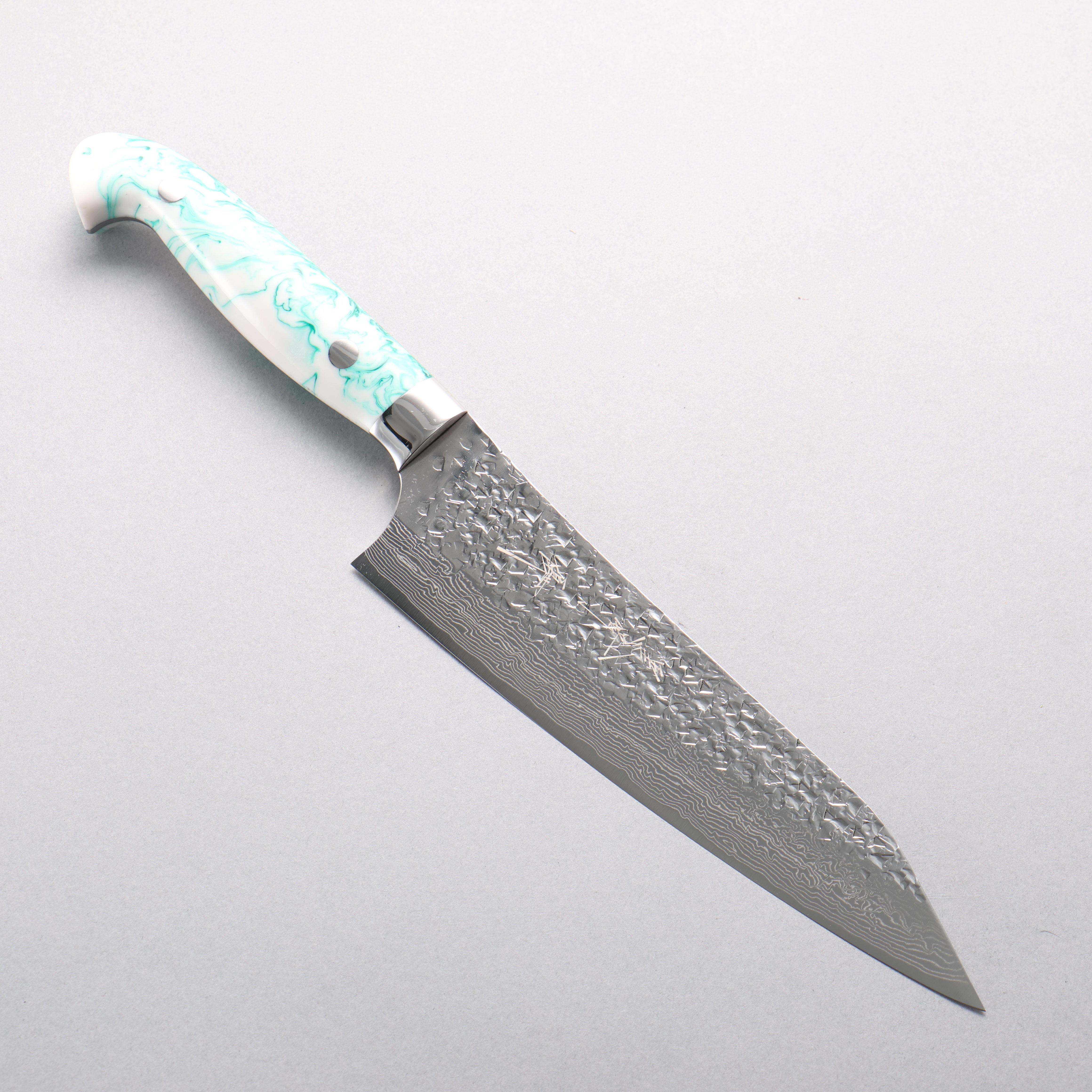 Yu Kurosaki Shizuku SG2 Hammered Damascus Kiritsuke Gyuto 180mm Multi-Colored Acrylic Handle - Seisuke Knife