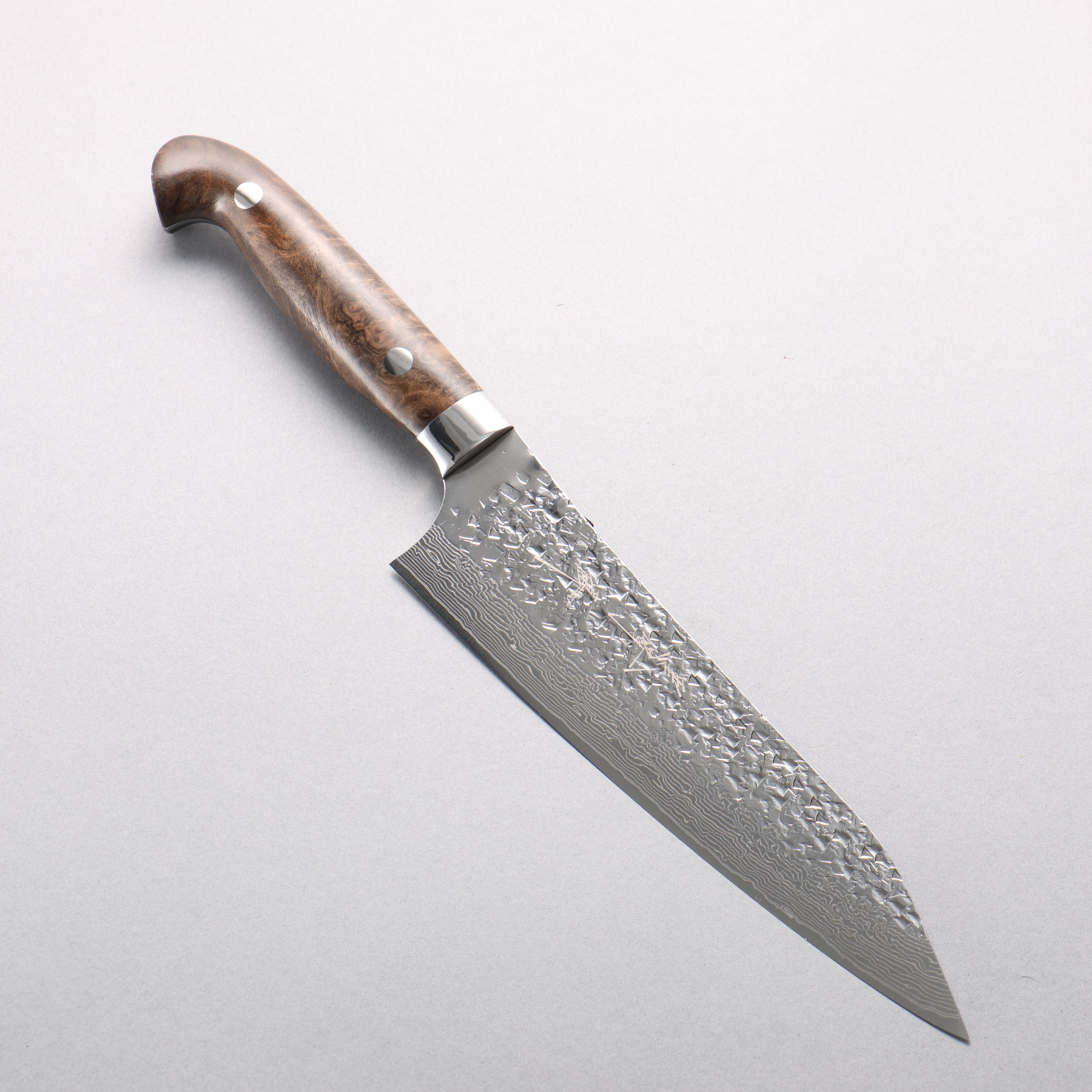 Yu Kurosaki Shizuku SG2 Hammered Damascus Kiritsuke Gyuto 180mm Walnut Handle - Seisuke Knife