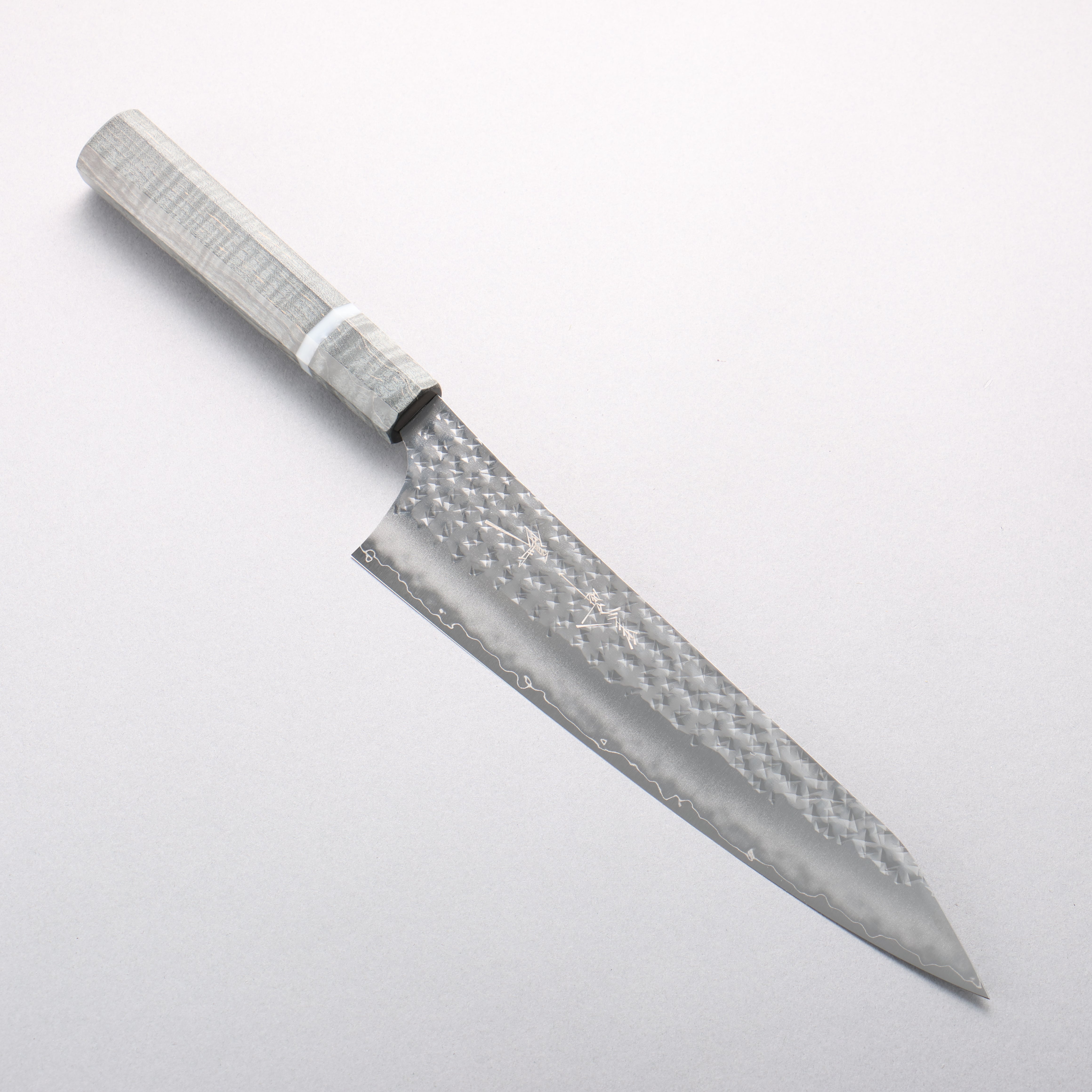 Yu Kurosaki Senko Ei SG2 Hammered Gyuto 210mm Stabilized Burl & White Ring Handle - Seisuke Knife