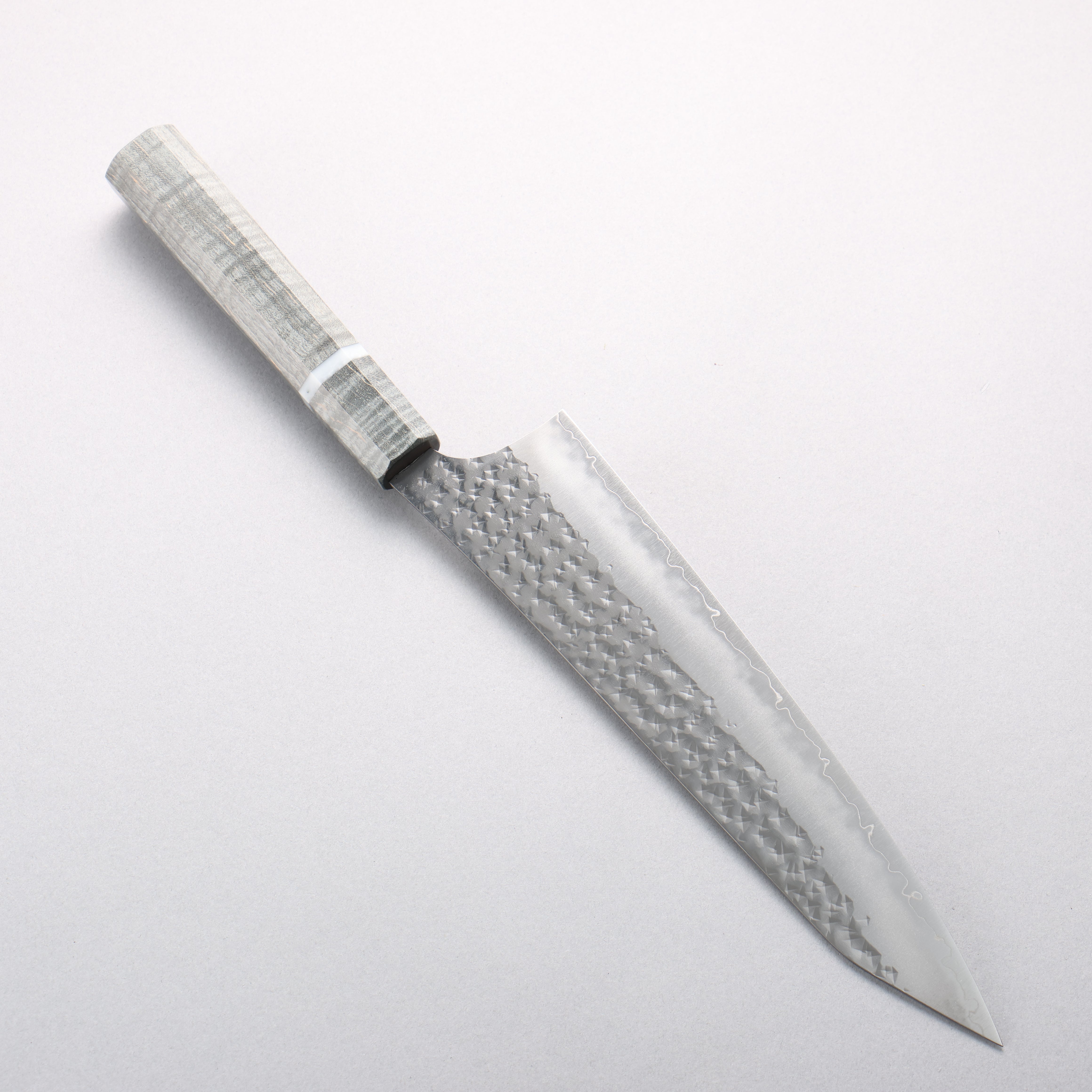 Yu Kurosaki Senko Ei SG2 Hammered Gyuto 210mm Stabilized Burl & White Ring Handle - Seisuke Knife