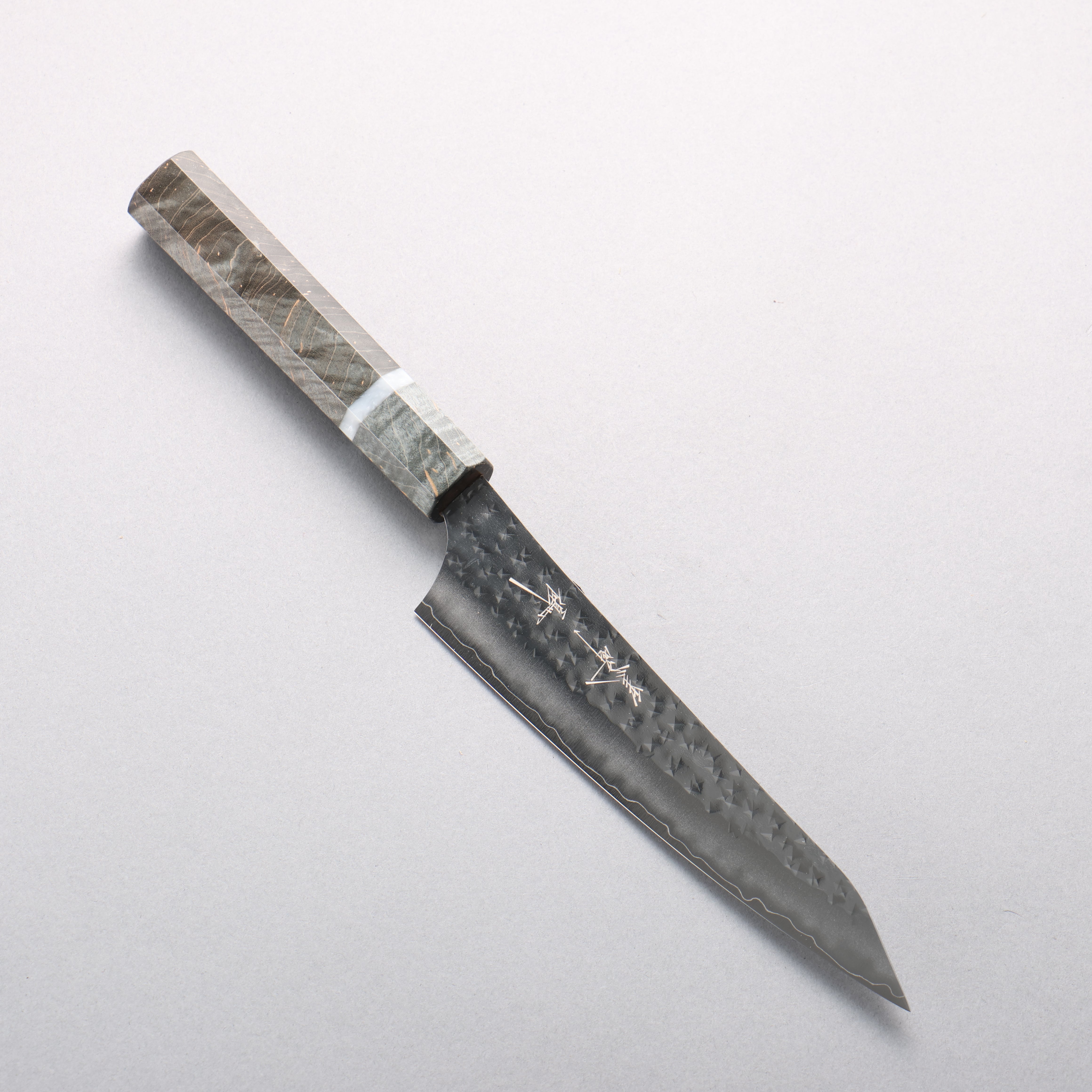 Yu Kurosaki Senko Ei SG2 Hammered Petty-Utility 150mm Stabilized Burl & White Ring Handle - Seisuke Knife