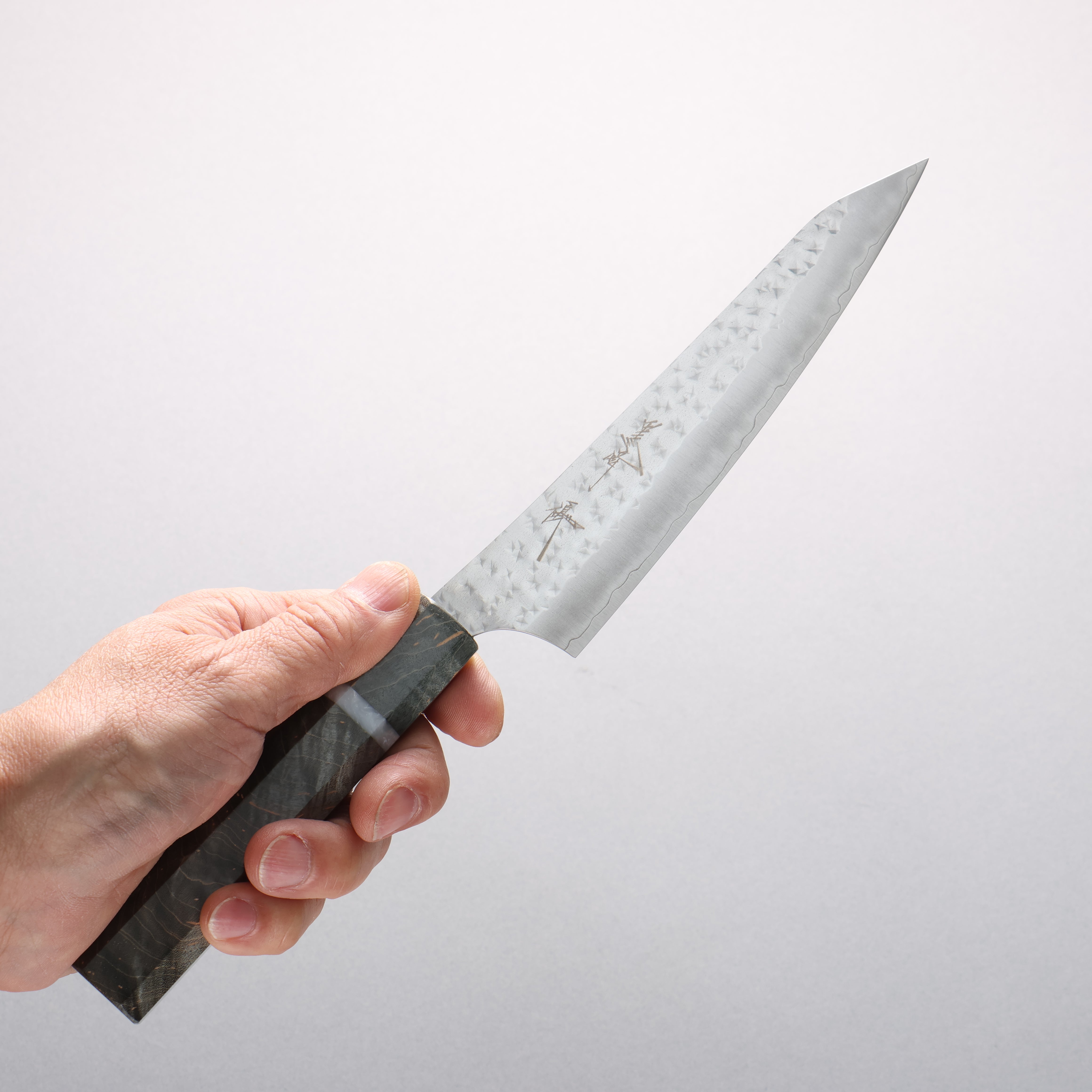 Yu Kurosaki Senko Ei SG2 Hammered Petty-Utility 150mm Stabilized Burl & White Ring Handle - Seisuke Knife