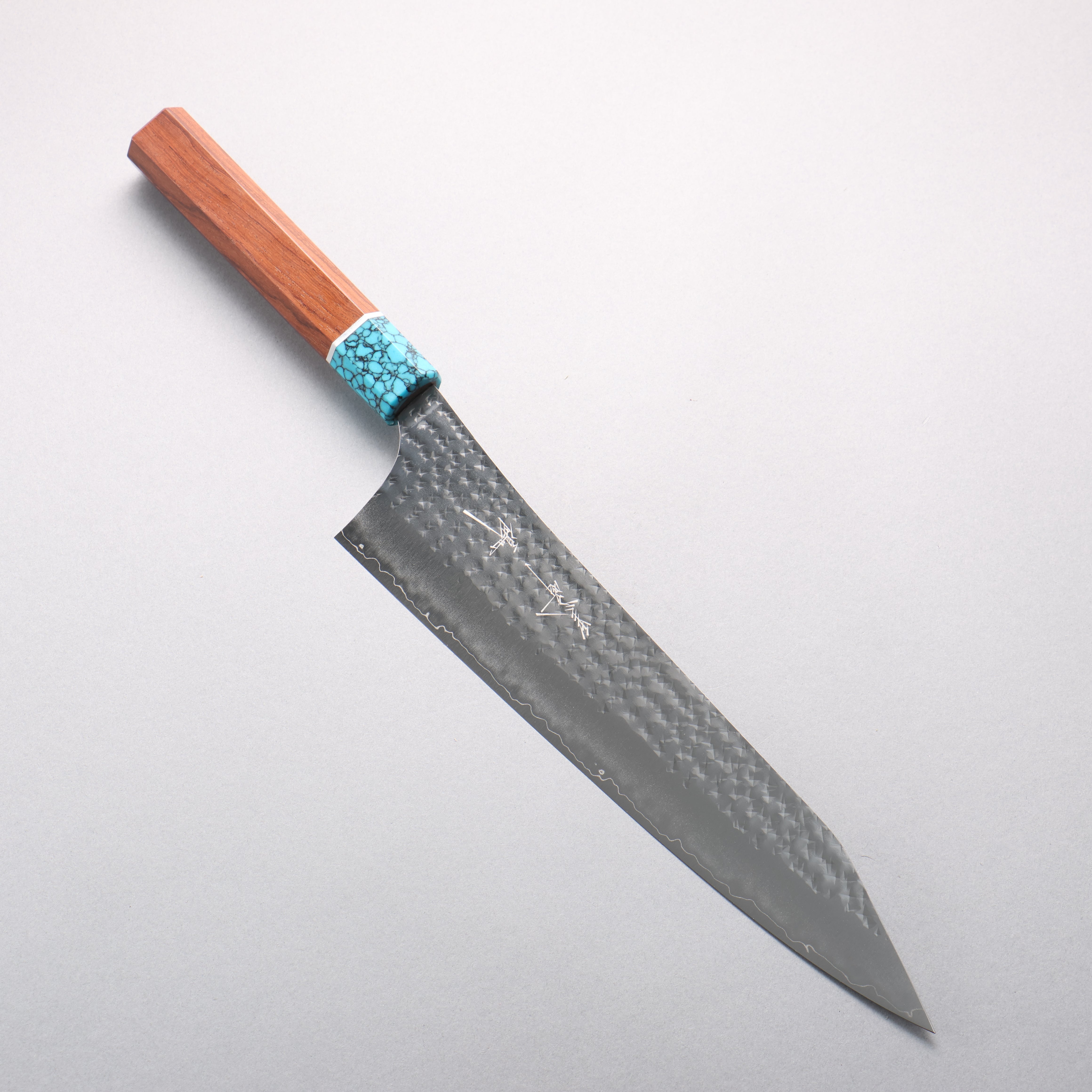 Yu Kurosaki Senko Ei SG2 Hammered Gyuto 240mm Rosewood & Turquoise Handle - Seisuke Knife
