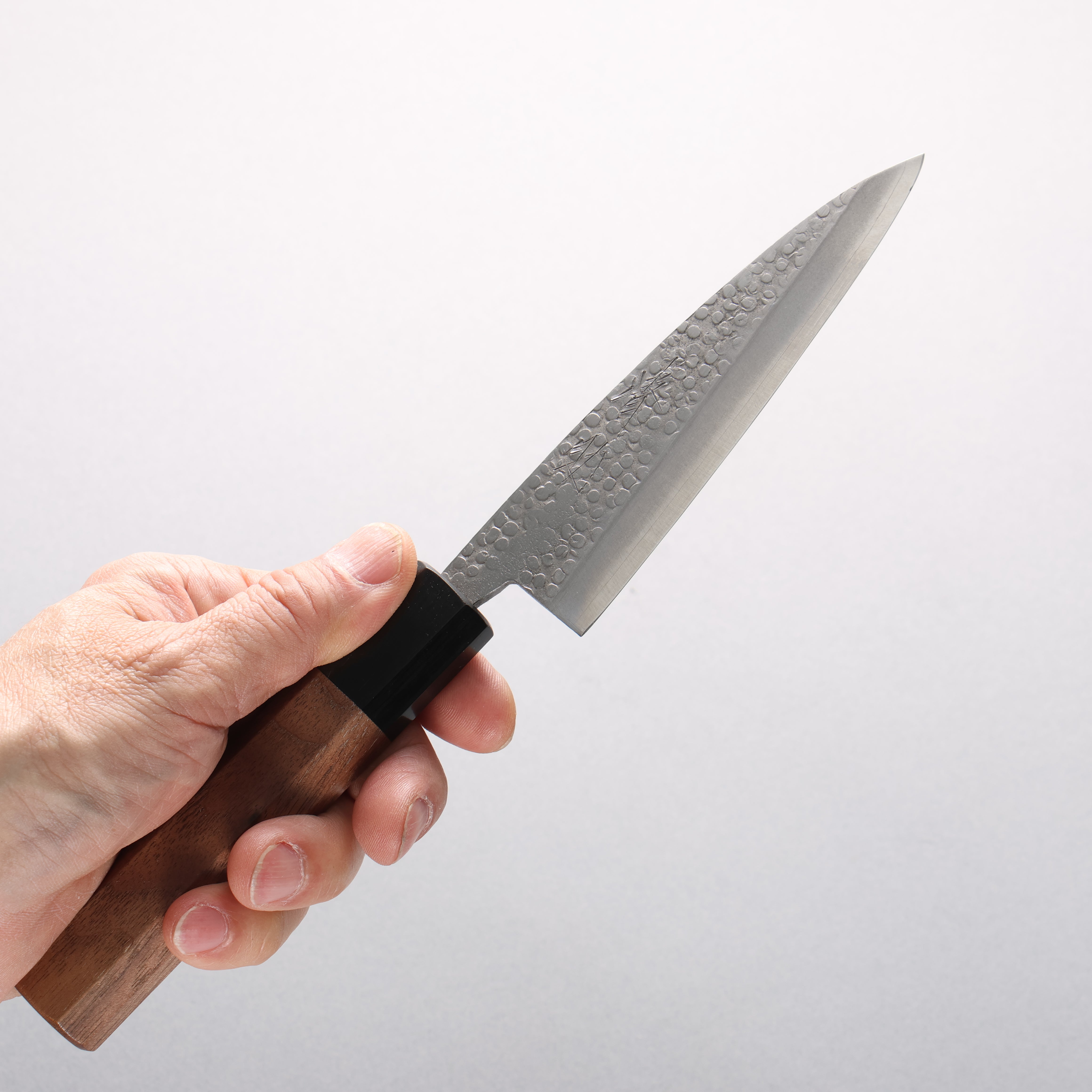 Seisuke Silver Steel No.3 Maru Hammered Petty-Utility 120mm Walnut Handle - Seisuke Knife