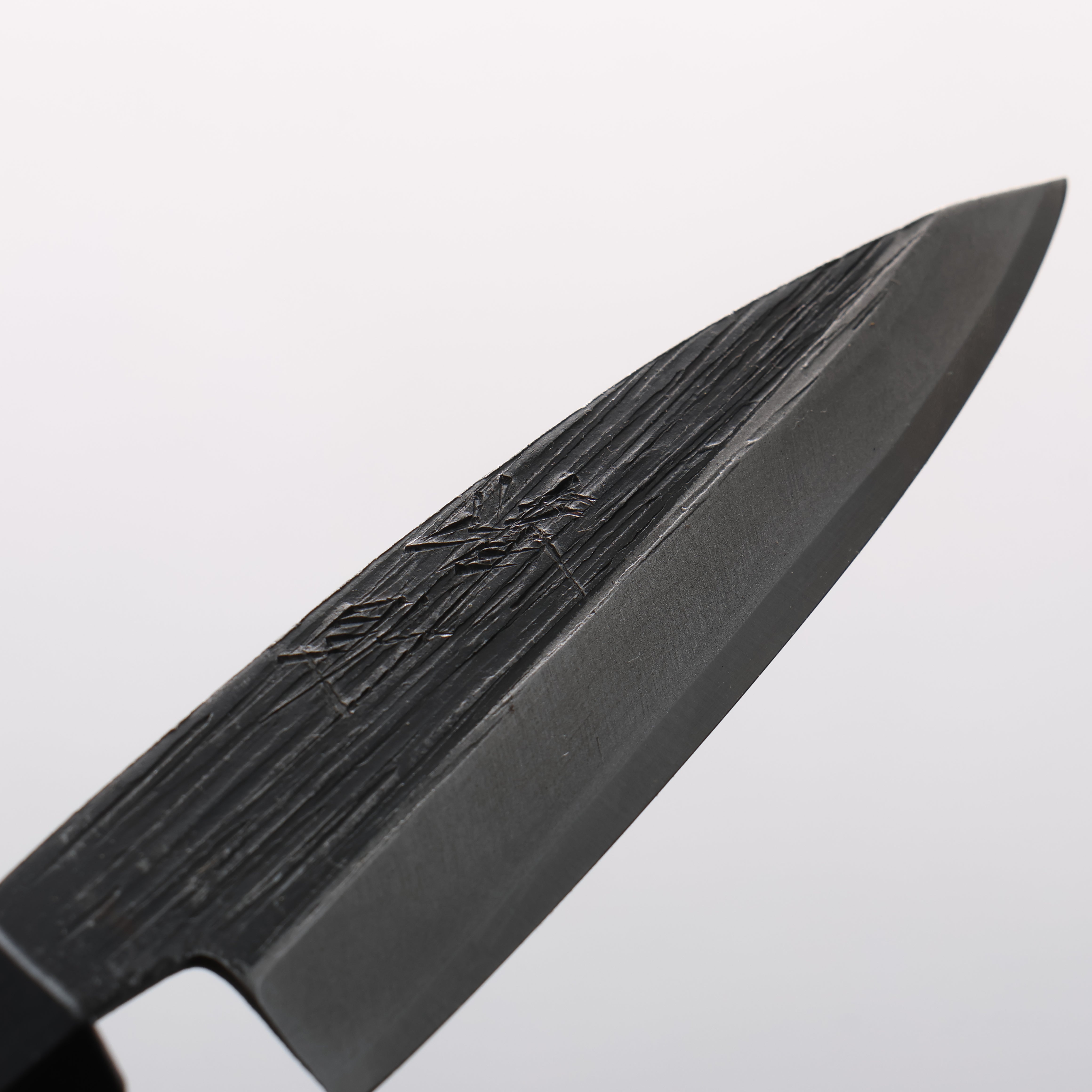 Seisuke Blue Steel No.2 Black Finished Ajikiri 75mm Walnut Handle - Seisuke Knife